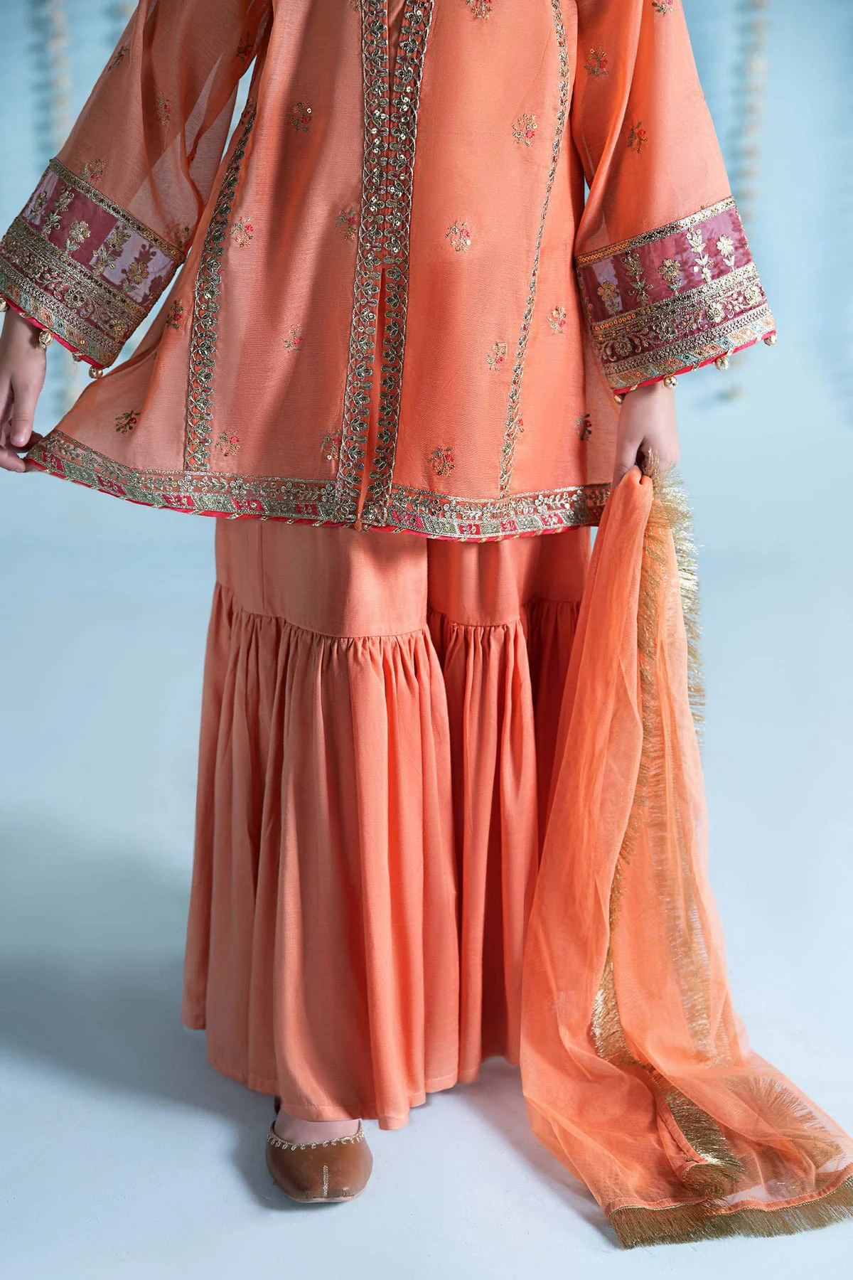 3 Piece Embroidered Paper Cotton Suit - Image 4