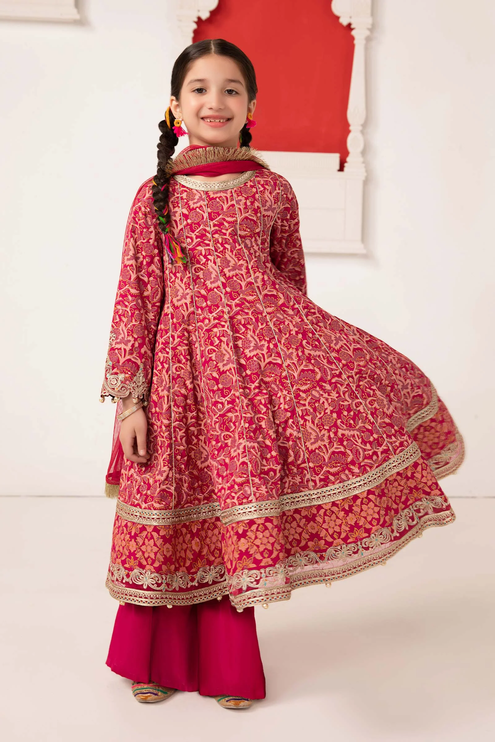 3 Piece Printed Raw Silk Suit - Image 2
