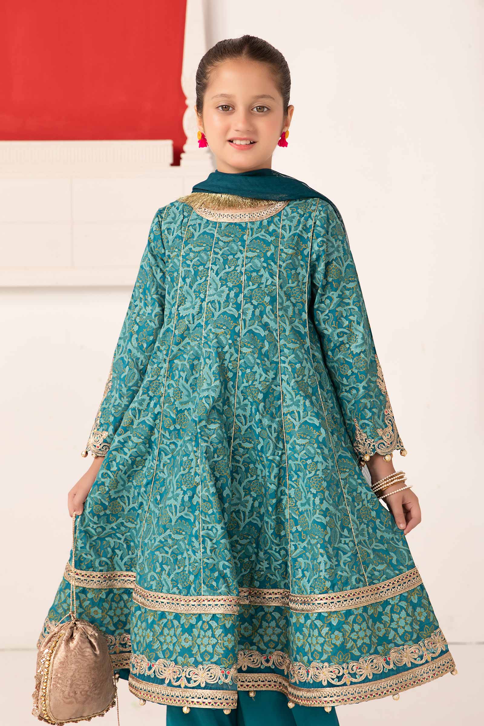 3 Piece Printed Raw Silk Suit - Image 2