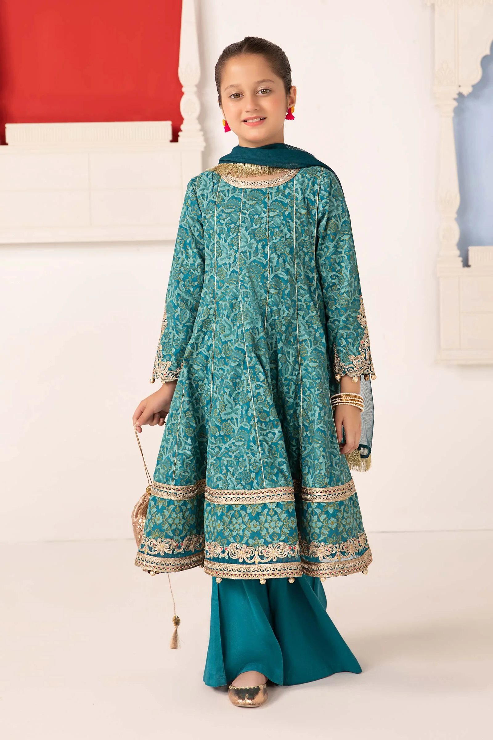 3 Piece Printed Raw Silk Suit - Image 3