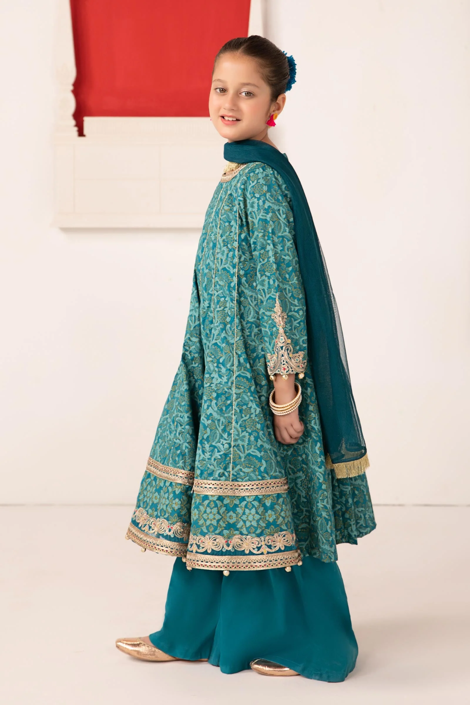 3 Piece Printed Raw Silk Suit - Image 4