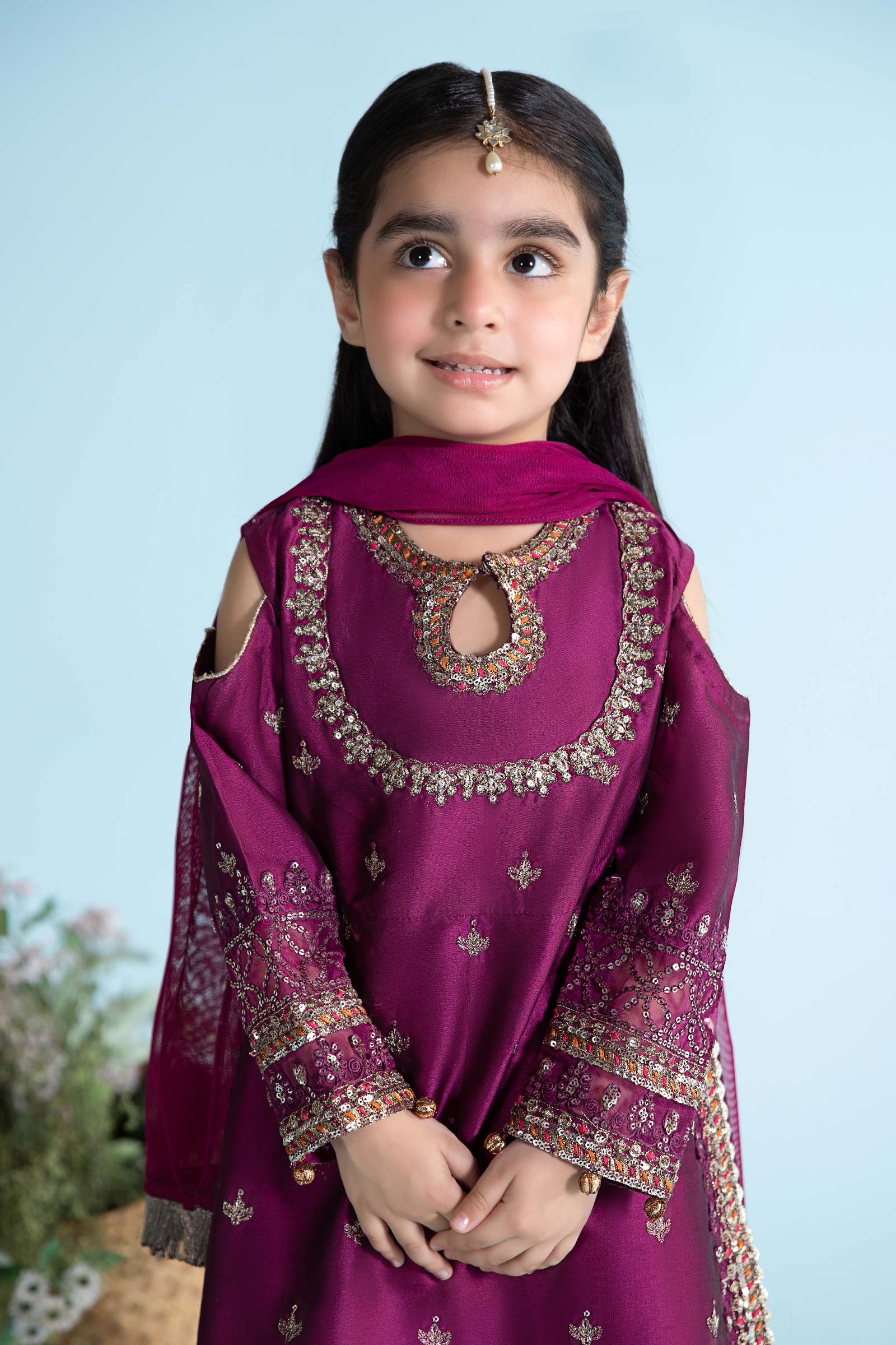 3 Piece Embroidered Cotton Silk Suit - Image 2