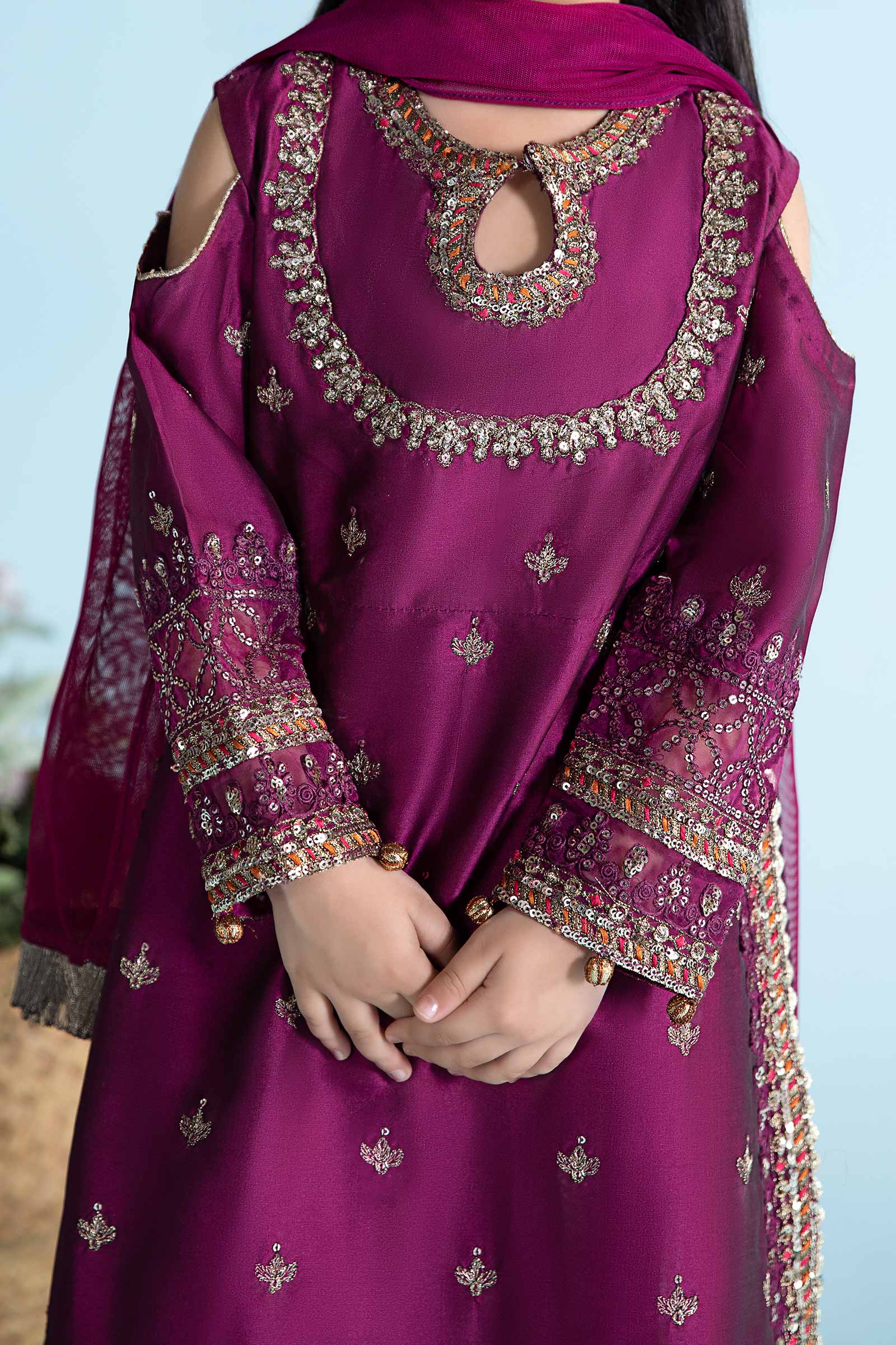 3 Piece Embroidered Cotton Silk Suit - Image 3