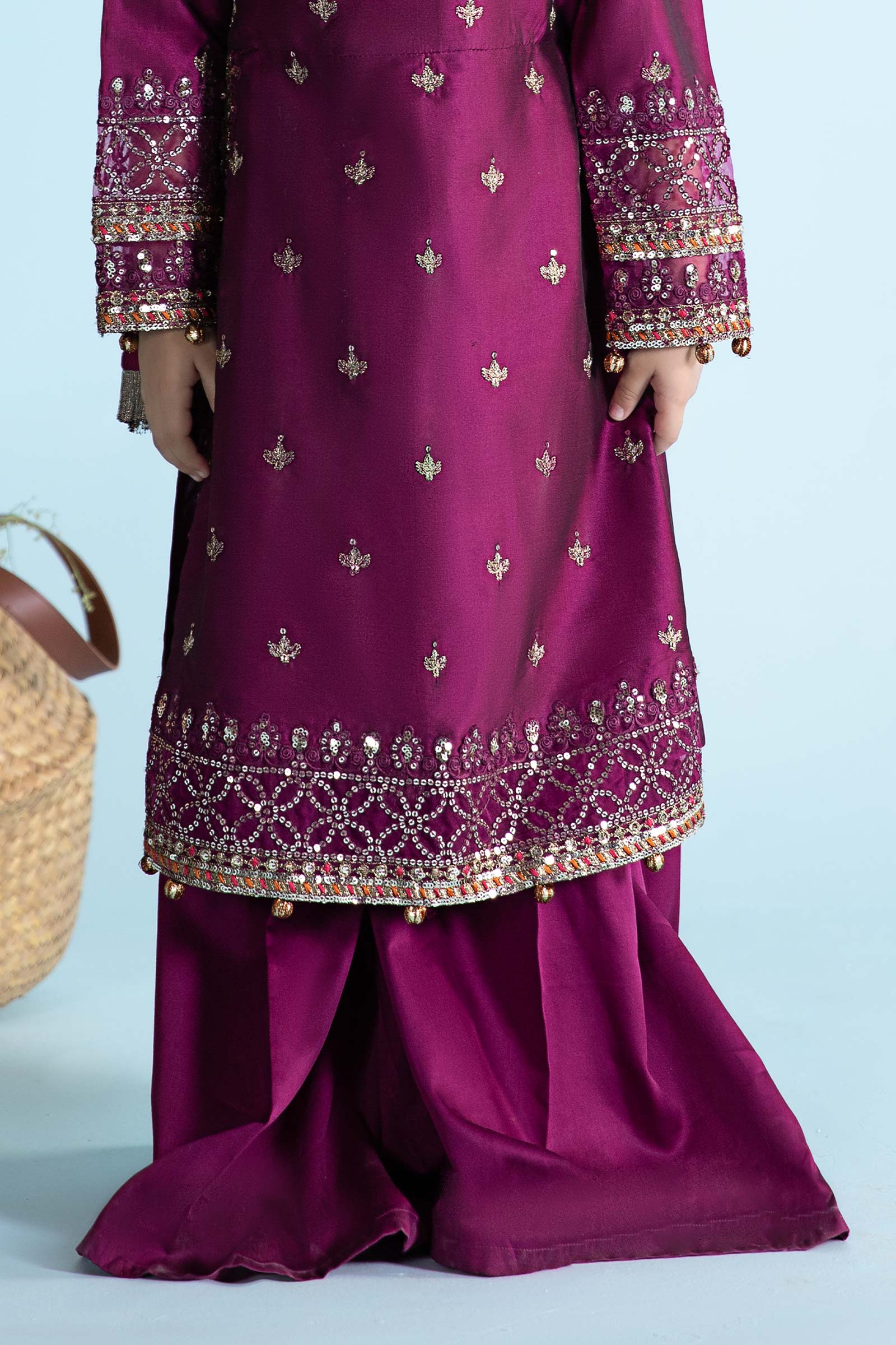 3 Piece Embroidered Cotton Silk Suit - Image 4
