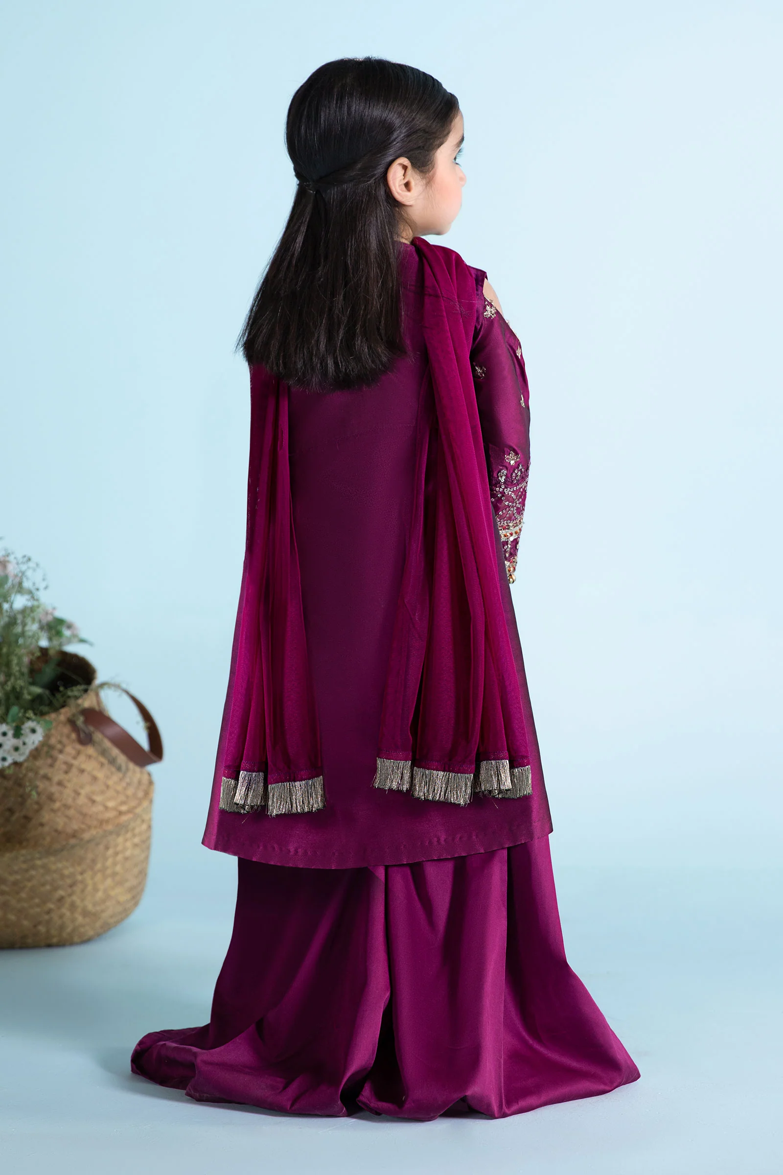 3 Piece Embroidered Cotton Silk Suit - Image 6