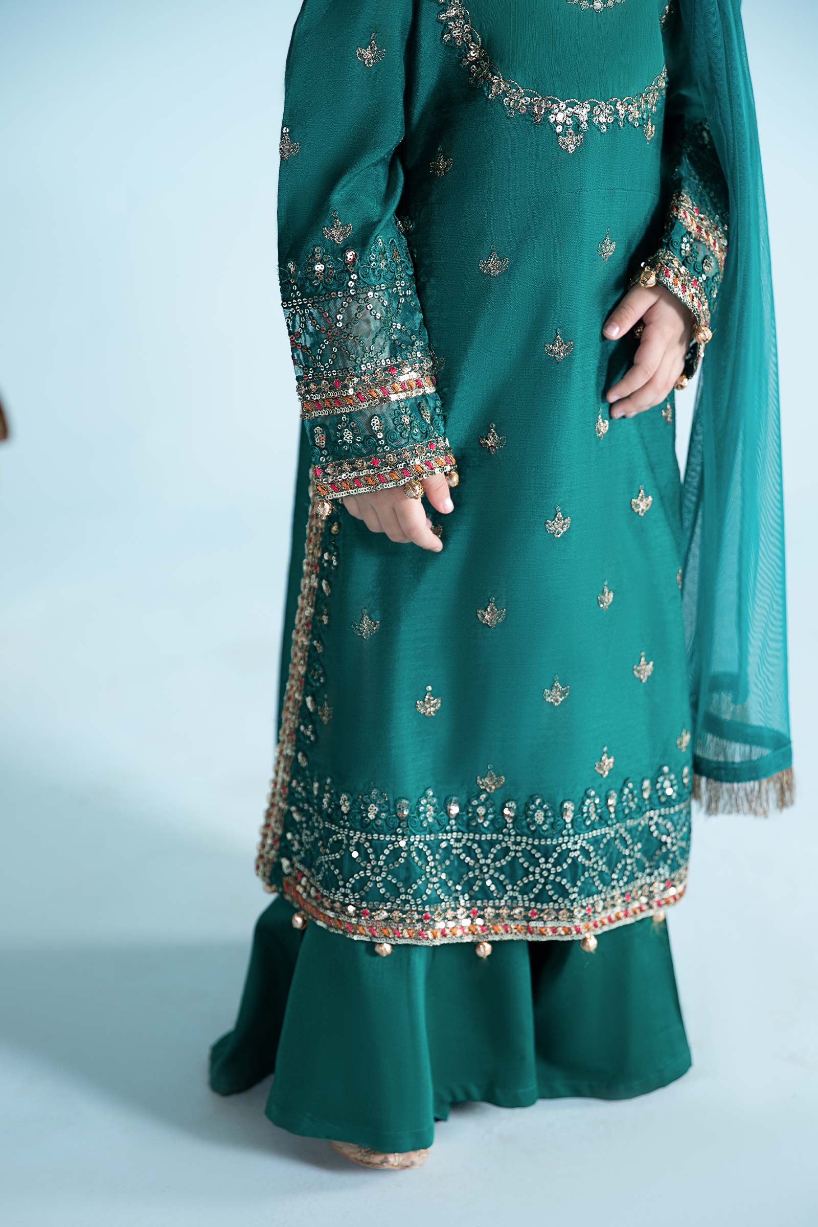 3 Piece Embroidered Cotton Silk Suit - Image 3
