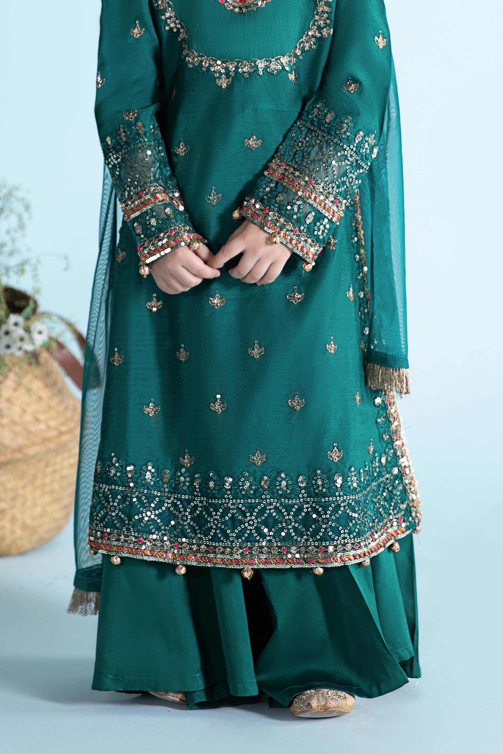 3 Piece Embroidered Cotton Silk Suit - Image 4