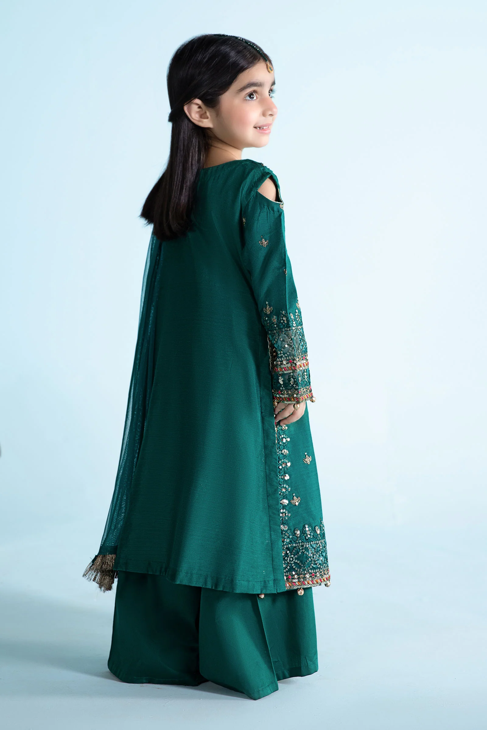 3 Piece Embroidered Cotton Silk Suit - Image 6