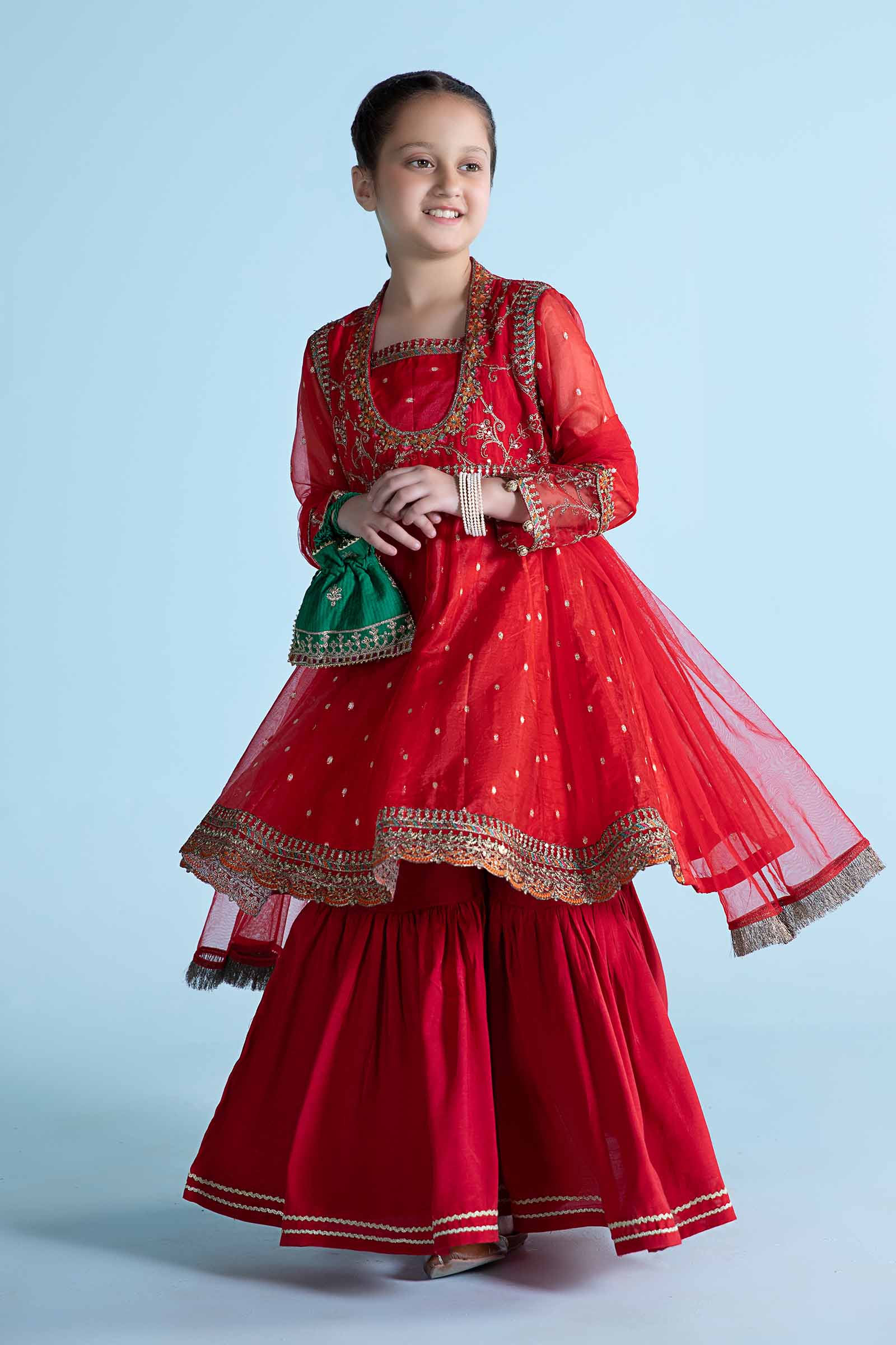 3 Piece Embroidered Lurex Organza Suit - Image 4