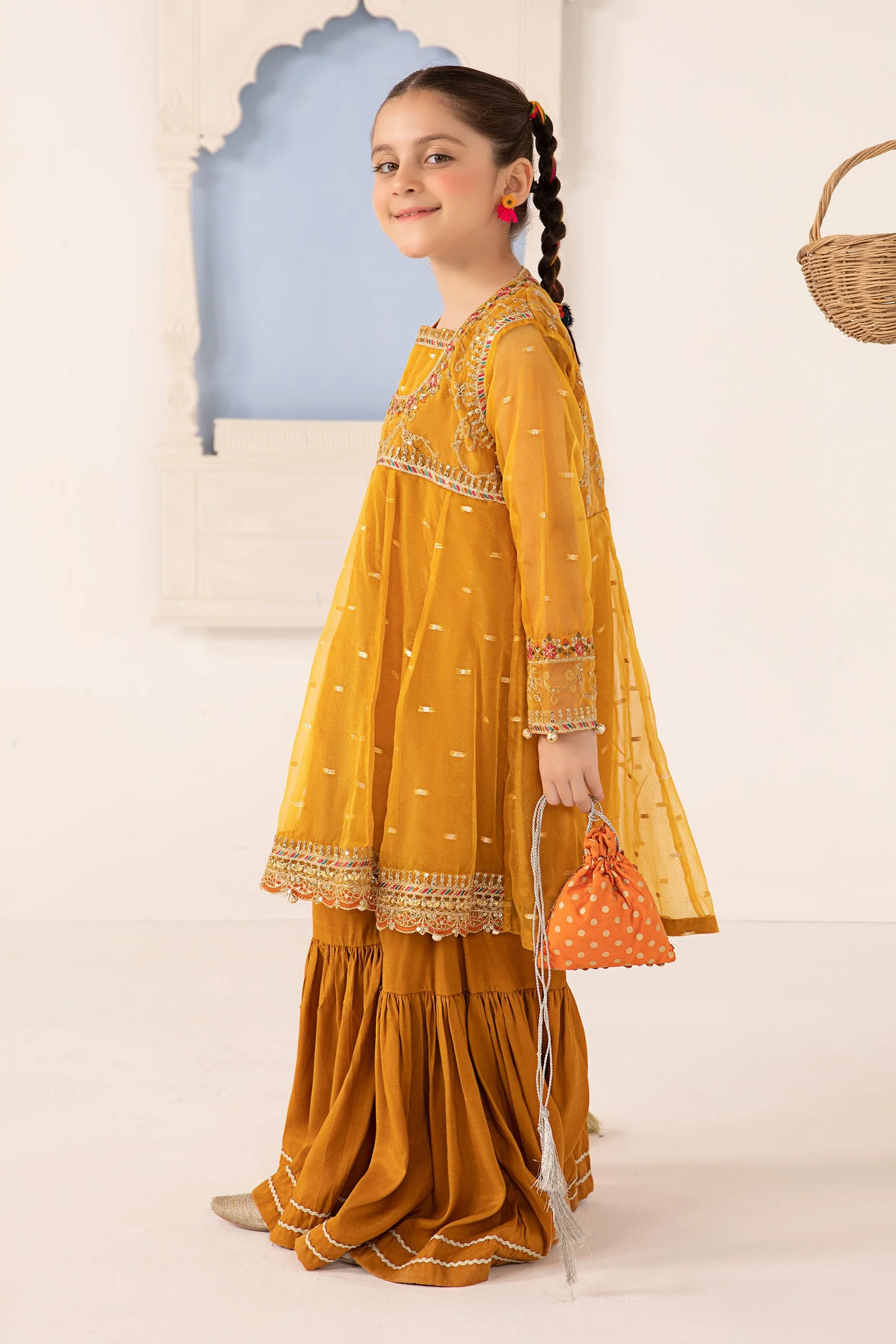 3 Piece Embroidered Lurex Organza Suit - Image 2