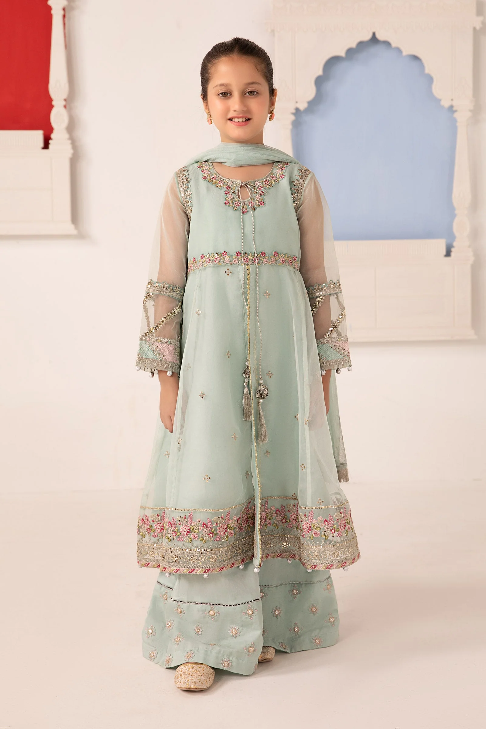 3 Piece Embroidered Organza Suit