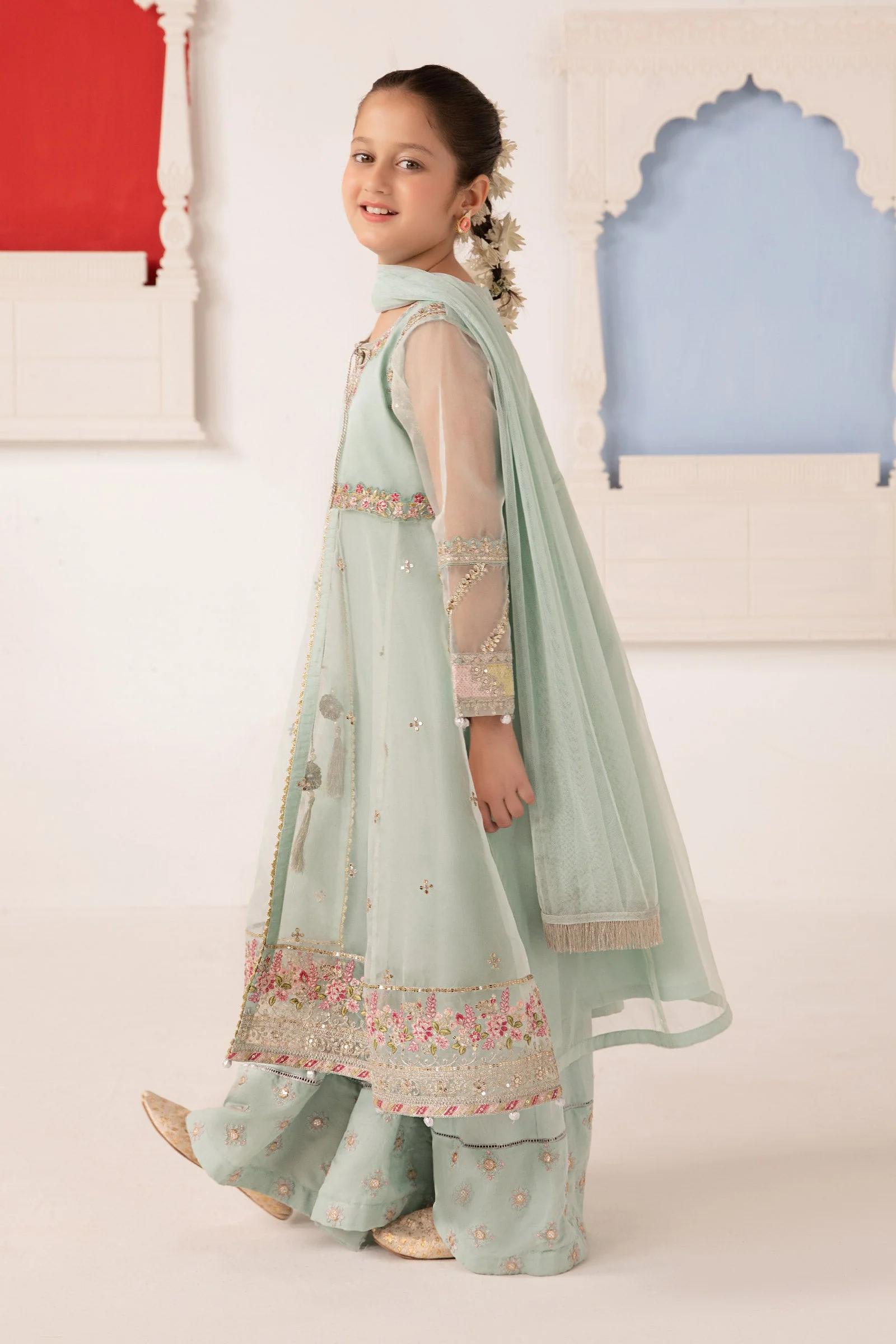 3 Piece Embroidered Organza Suit - Image 2