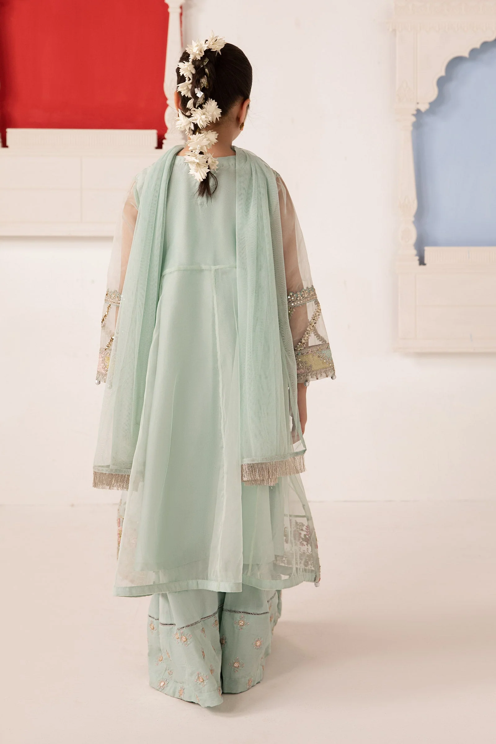 3 Piece Embroidered Organza Suit - Image 3
