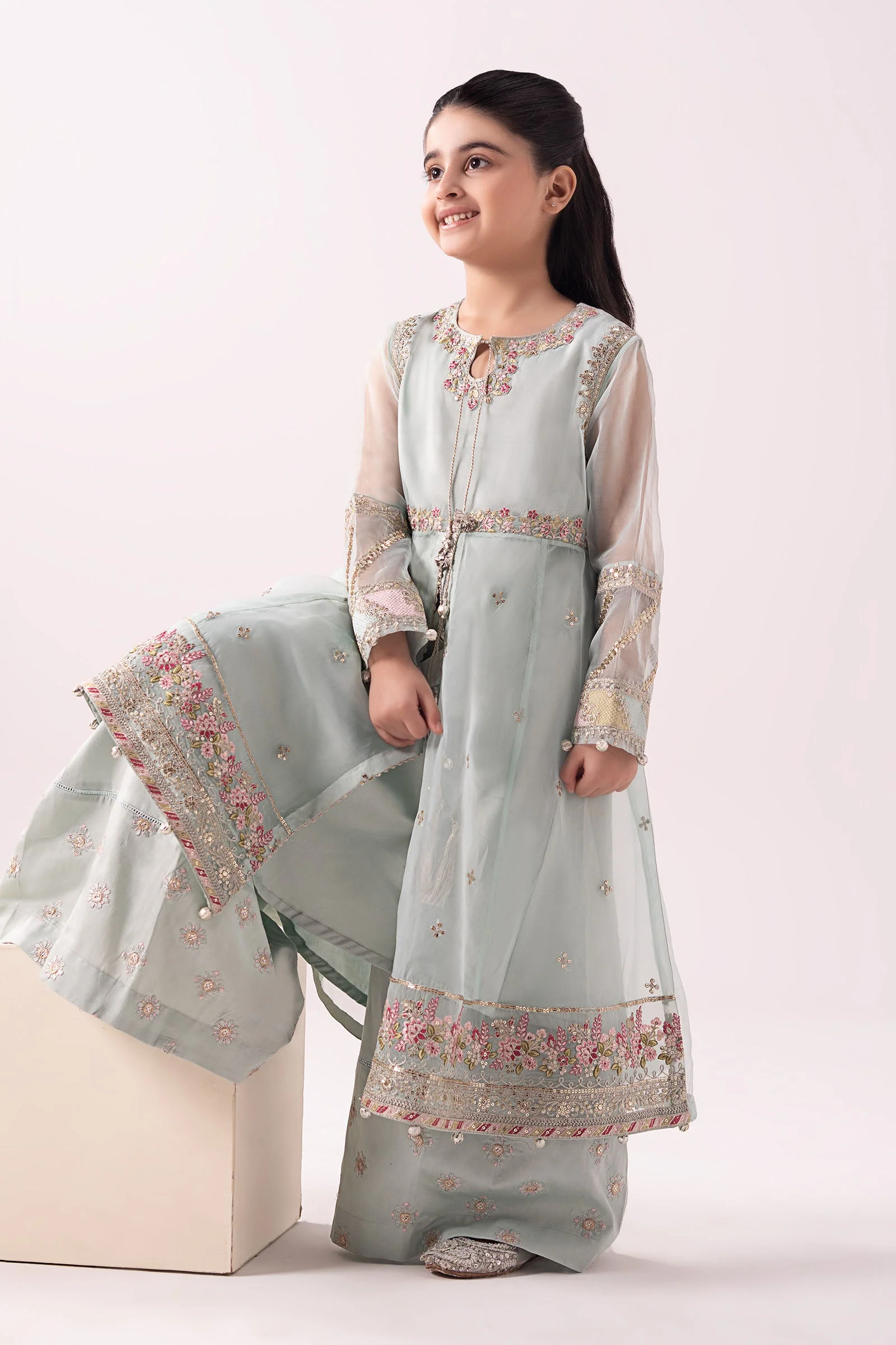 3 Piece Embroidered Organza Suit - Image 5