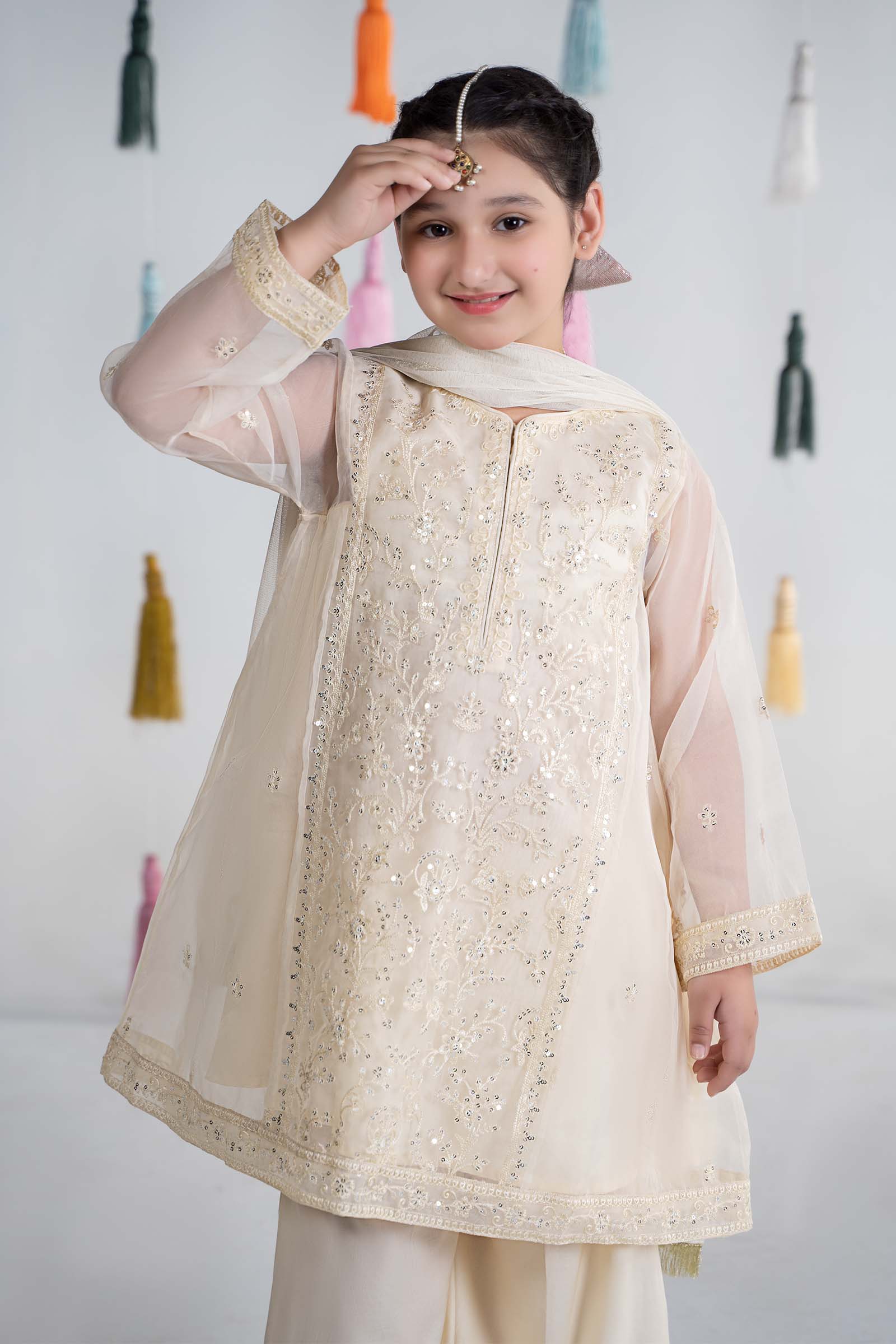 3 Piece Embroidered Organza Suit - Image 4
