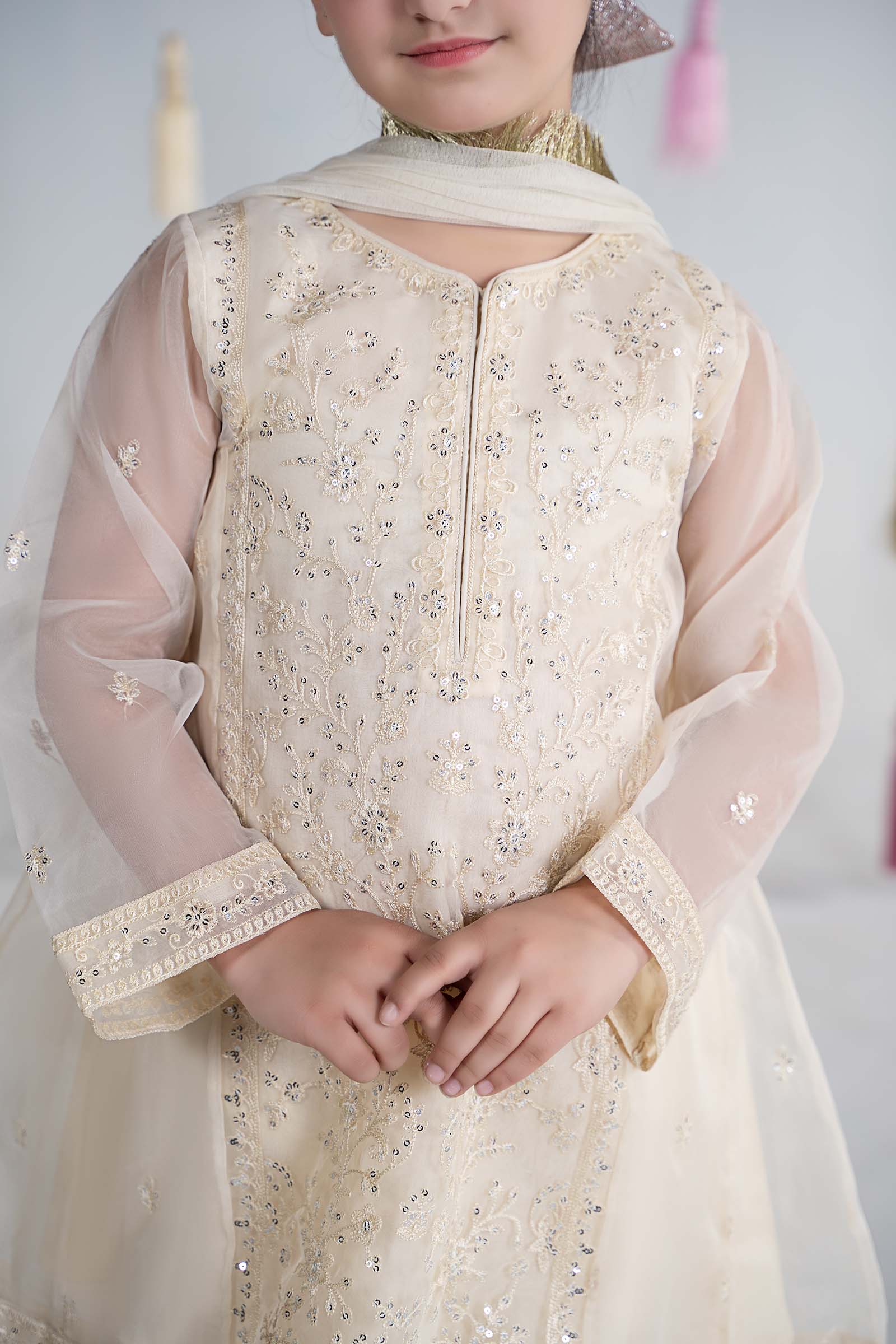 3 Piece Embroidered Organza Suit - Image 5