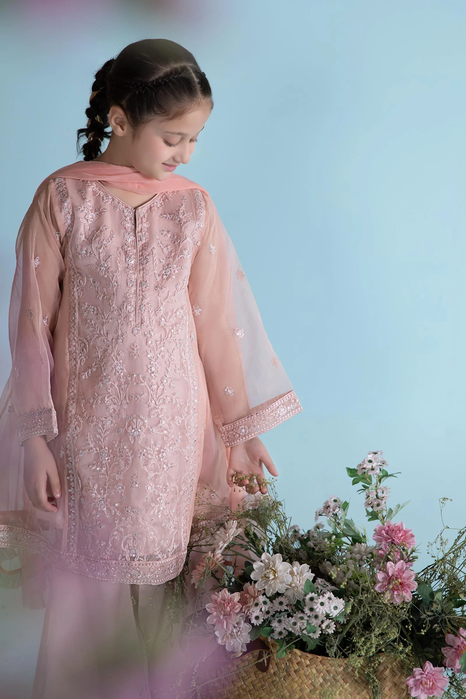 3 Piece Embroidered Organza Suit - Image 2
