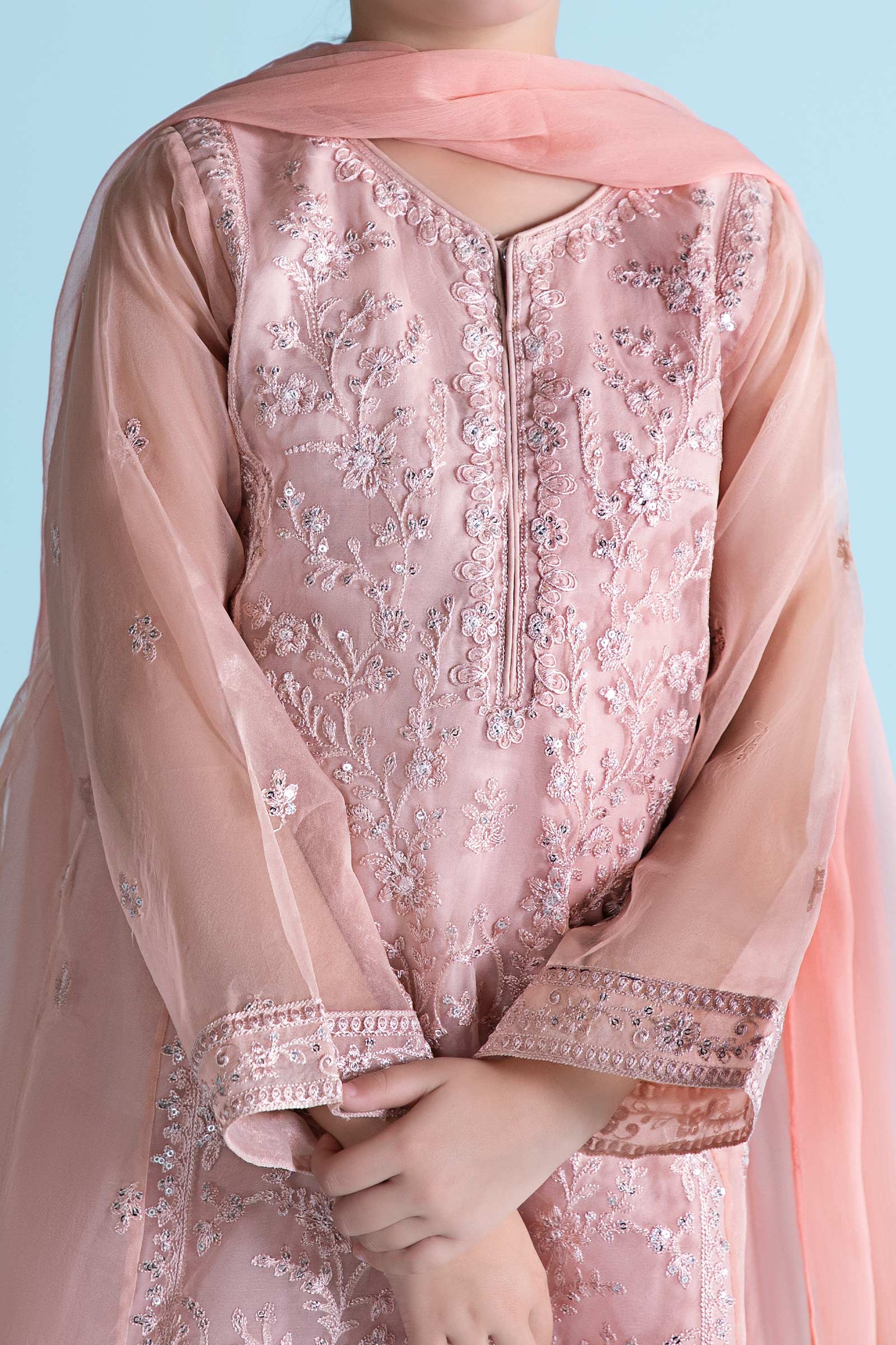 3 Piece Embroidered Organza Suit - Image 3