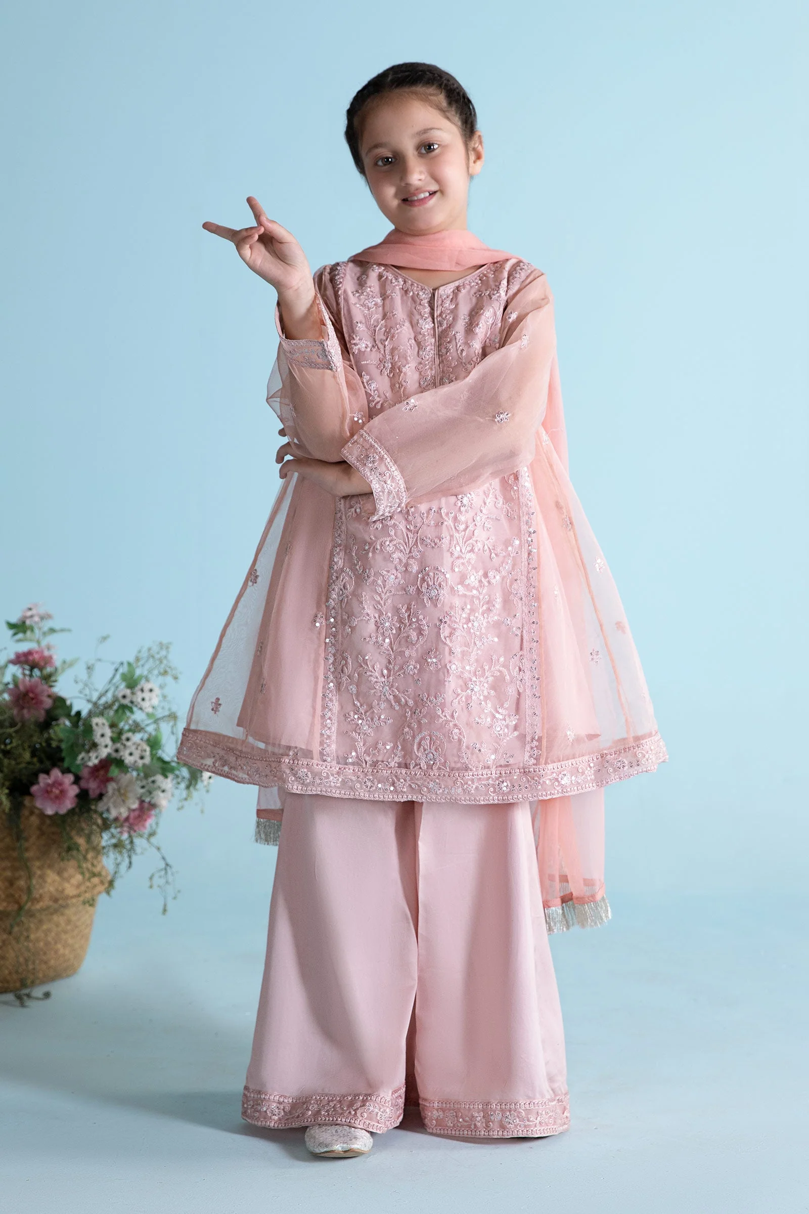 3 Piece Embroidered Organza Suit - Image 5