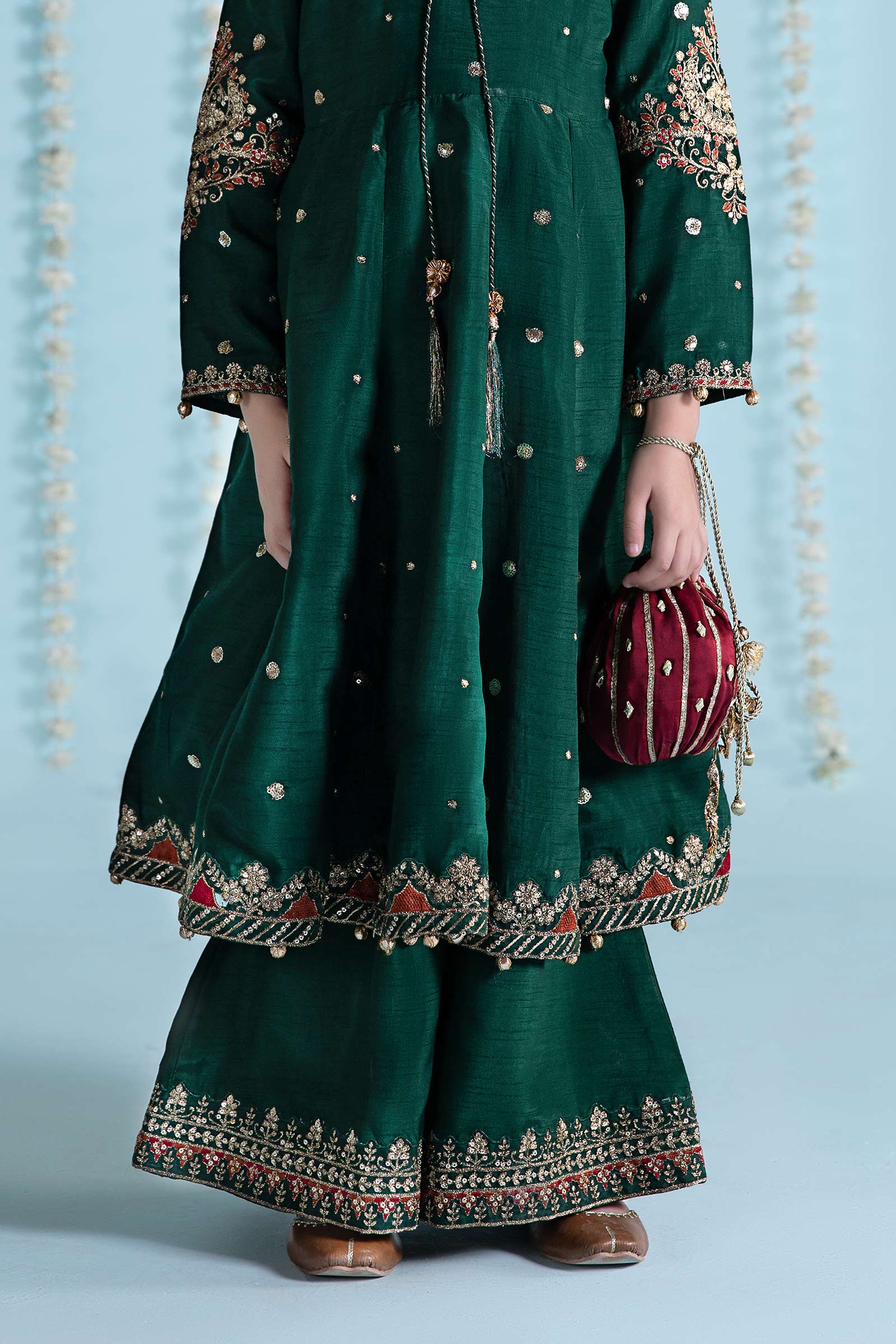 3 Piece Embroidered Raw Silk Suit - Image 6