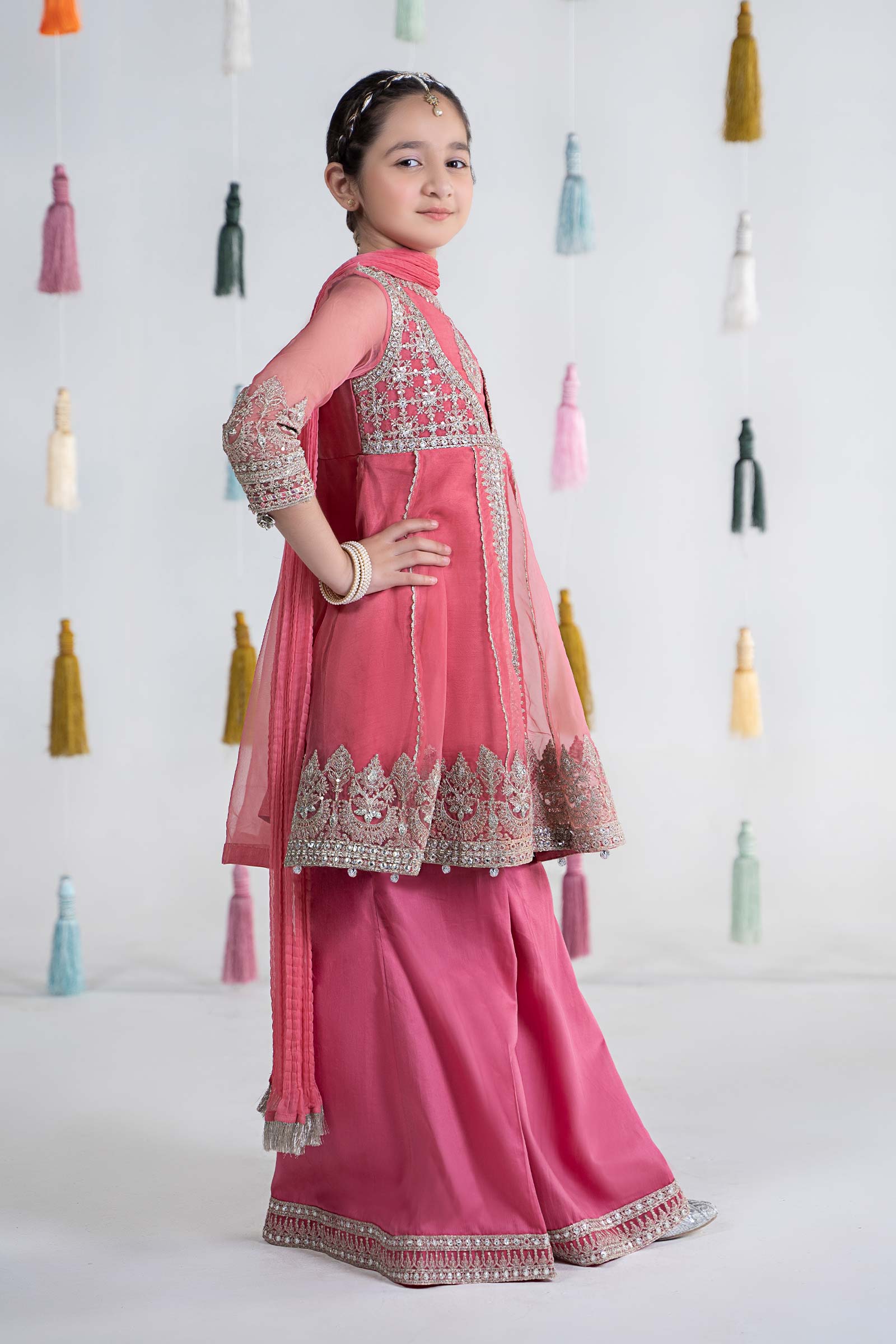 3 Piece Embroidered Organza Suit - Image 5