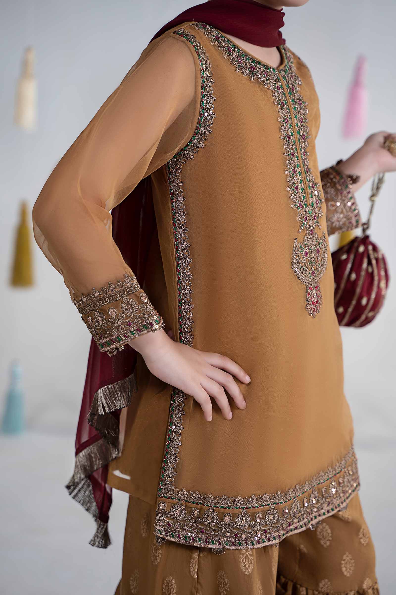 3 Piece Embroidered Organza Suit - Image 4