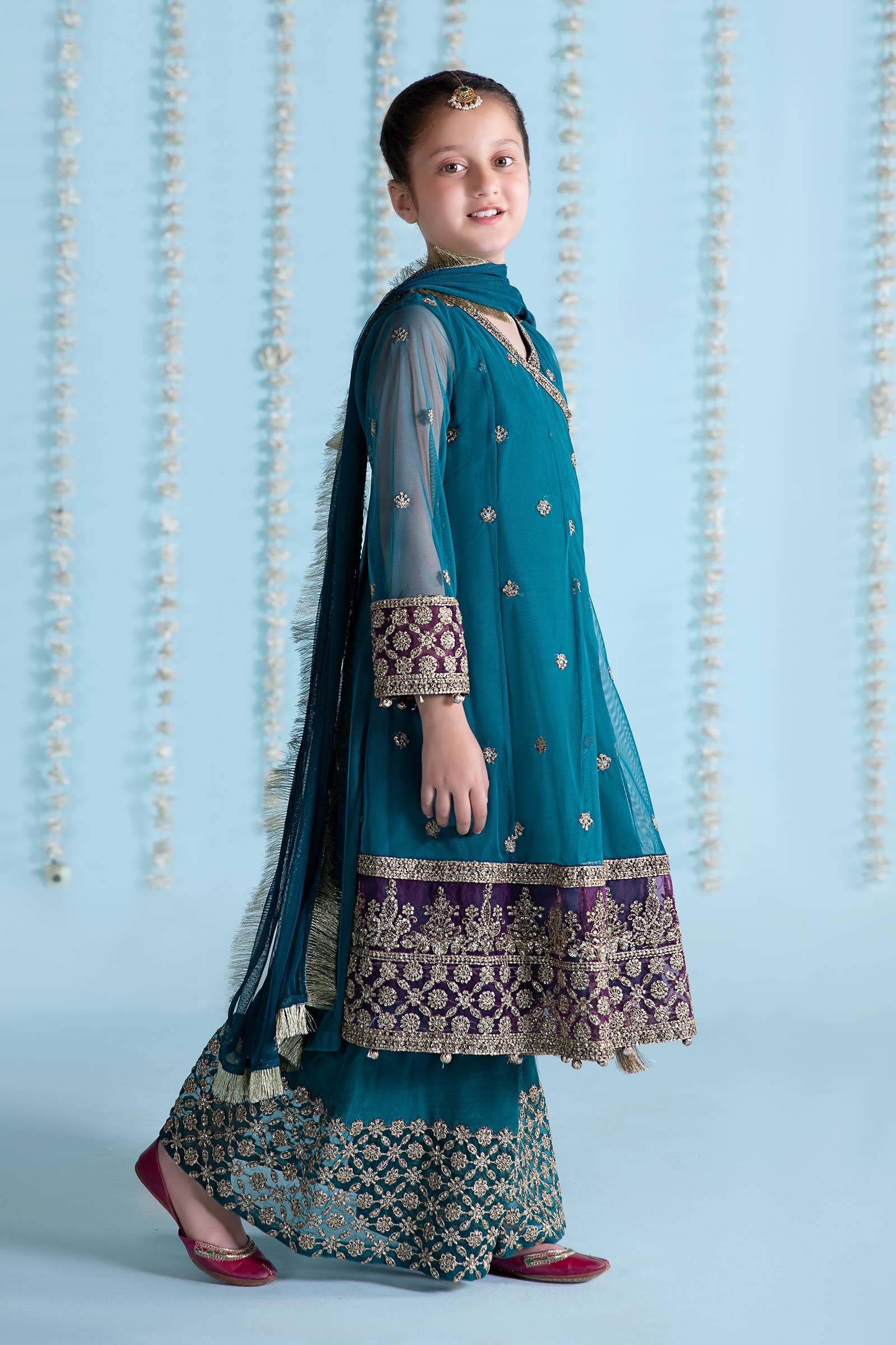 3 Piece Embroidered Net Suit - Image 5