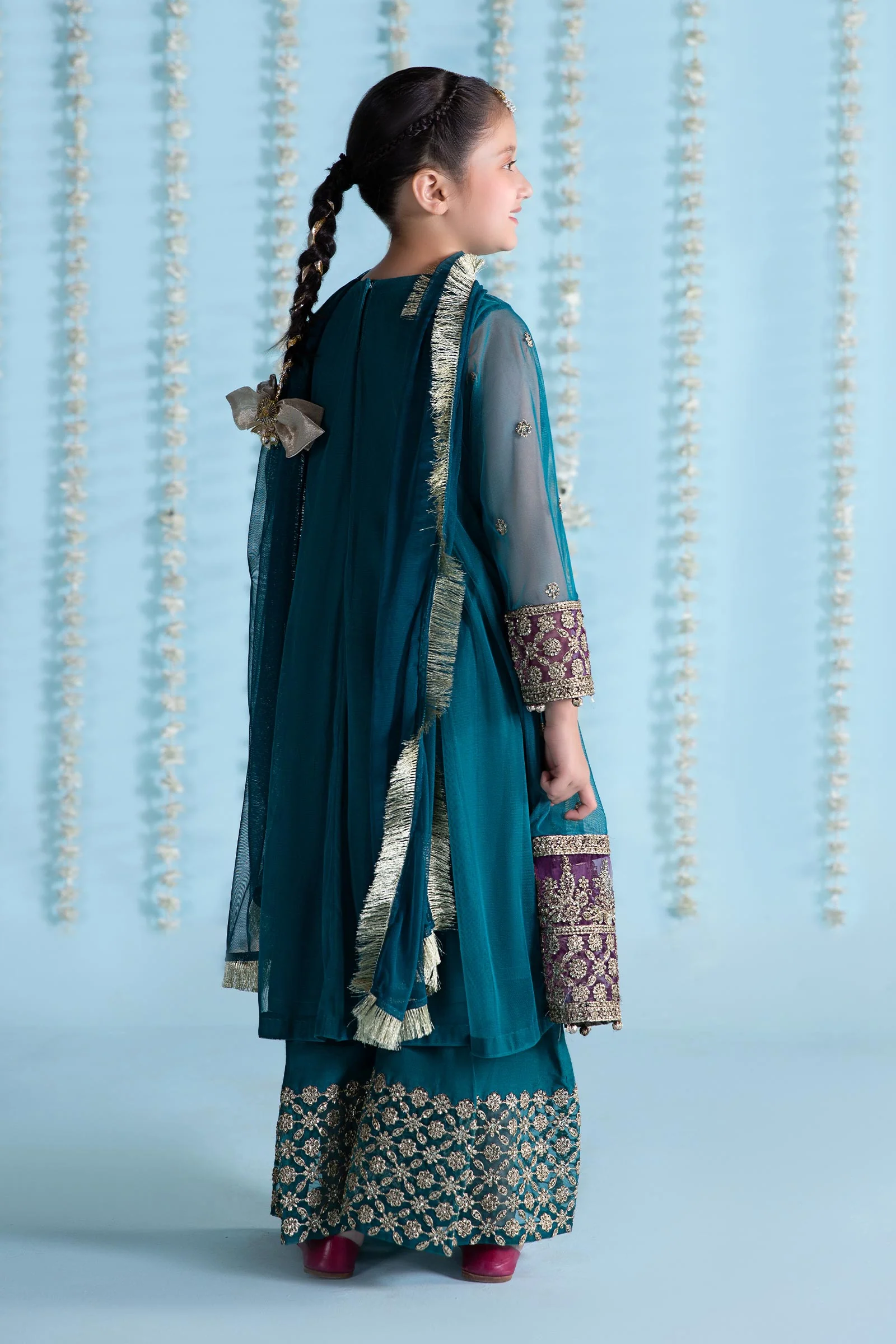 3 Piece Embroidered Net Suit - Image 6