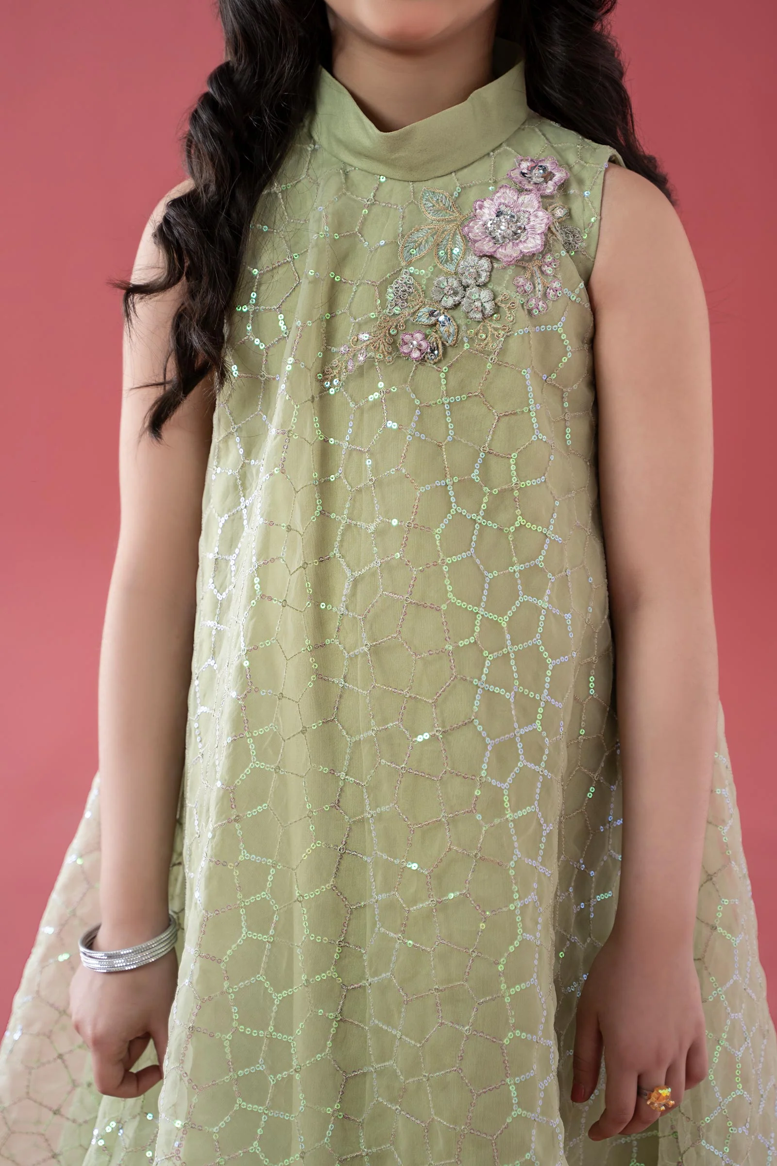 3 Piece Embroidered Poly Organza Suit - Image 2