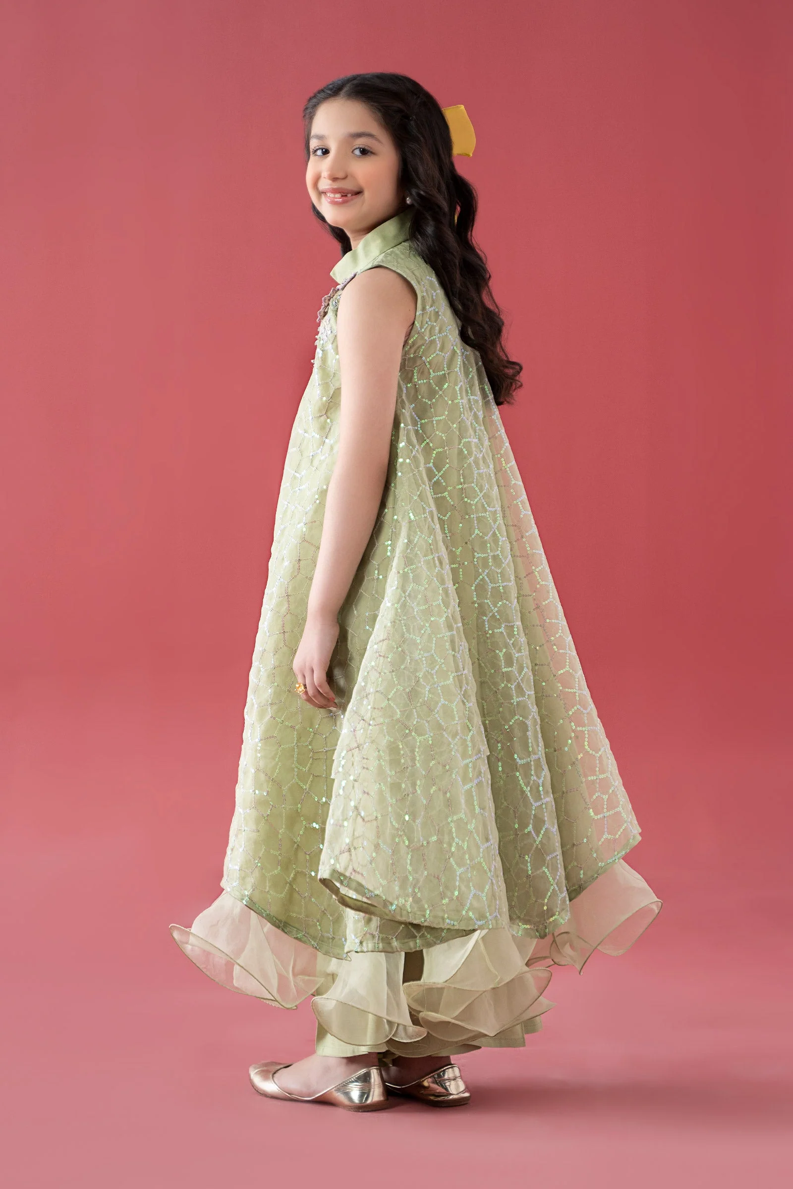3 Piece Embroidered Poly Organza Suit - Image 5