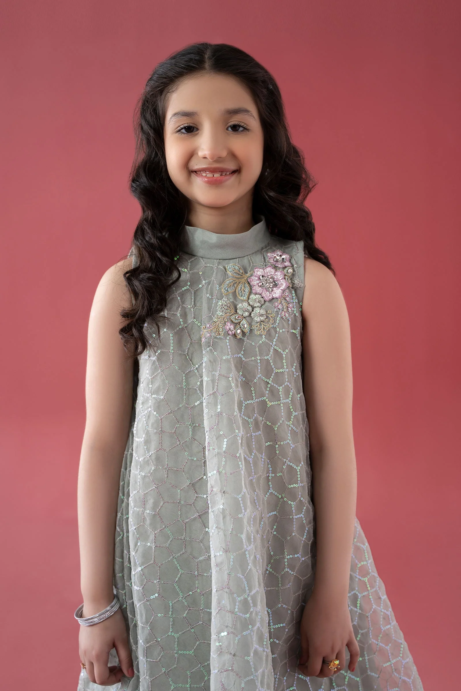 3 Piece Embroidered Poly Organza Suit - Image 2