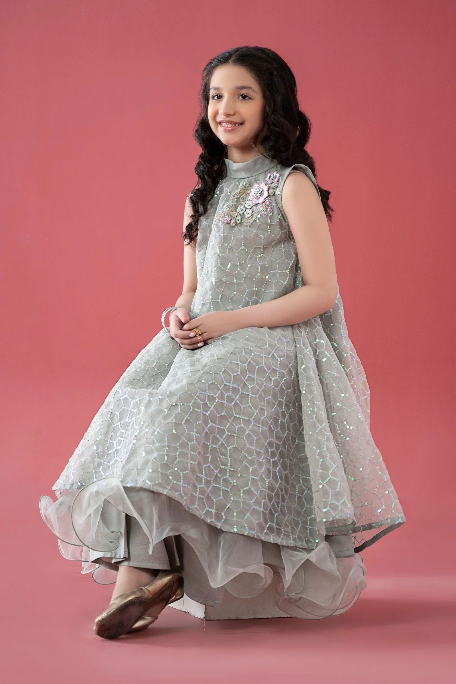 3 Piece Embroidered Poly Organza Suit - Image 3