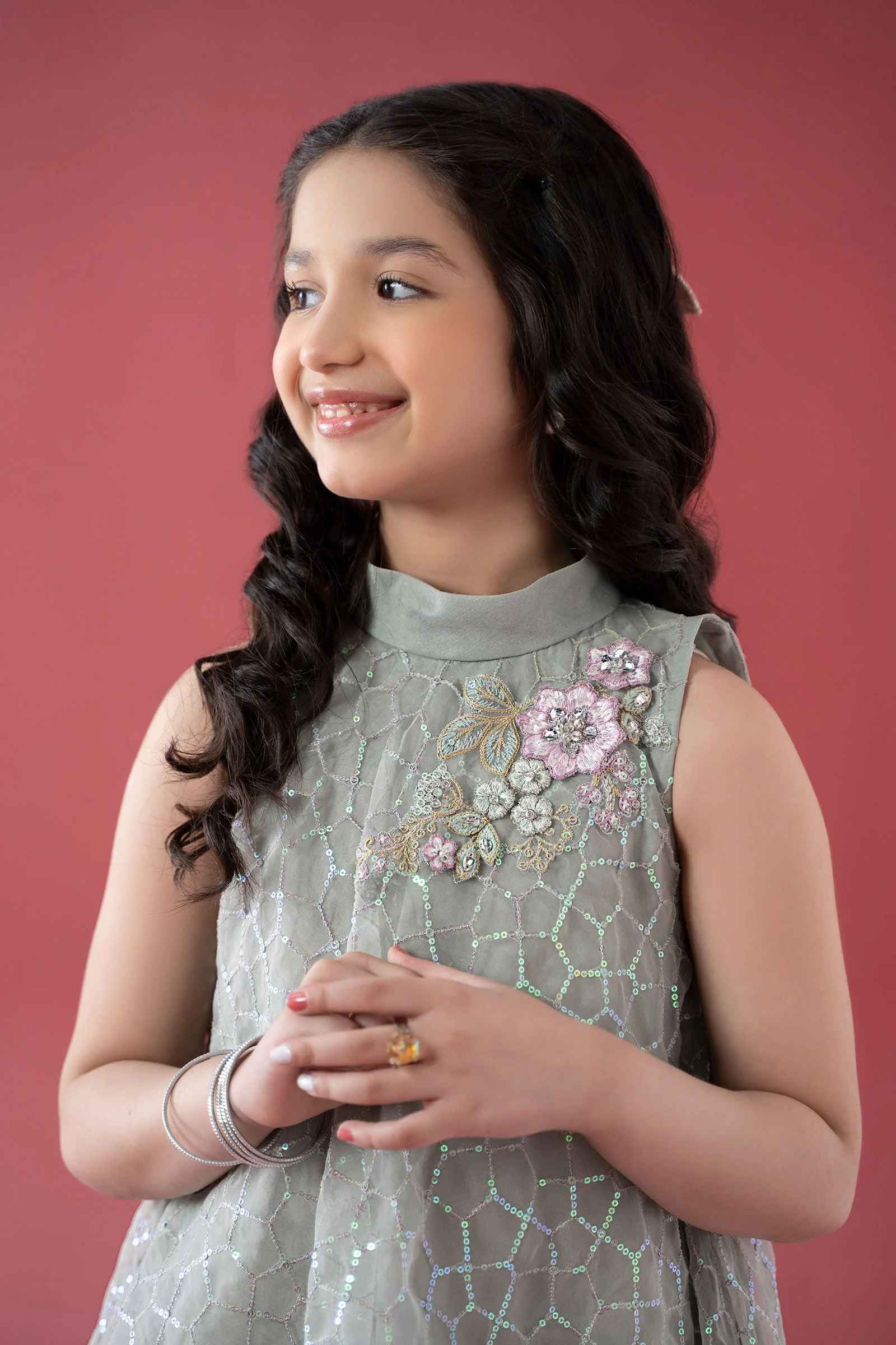 3 Piece Embroidered Poly Organza Suit - Image 5