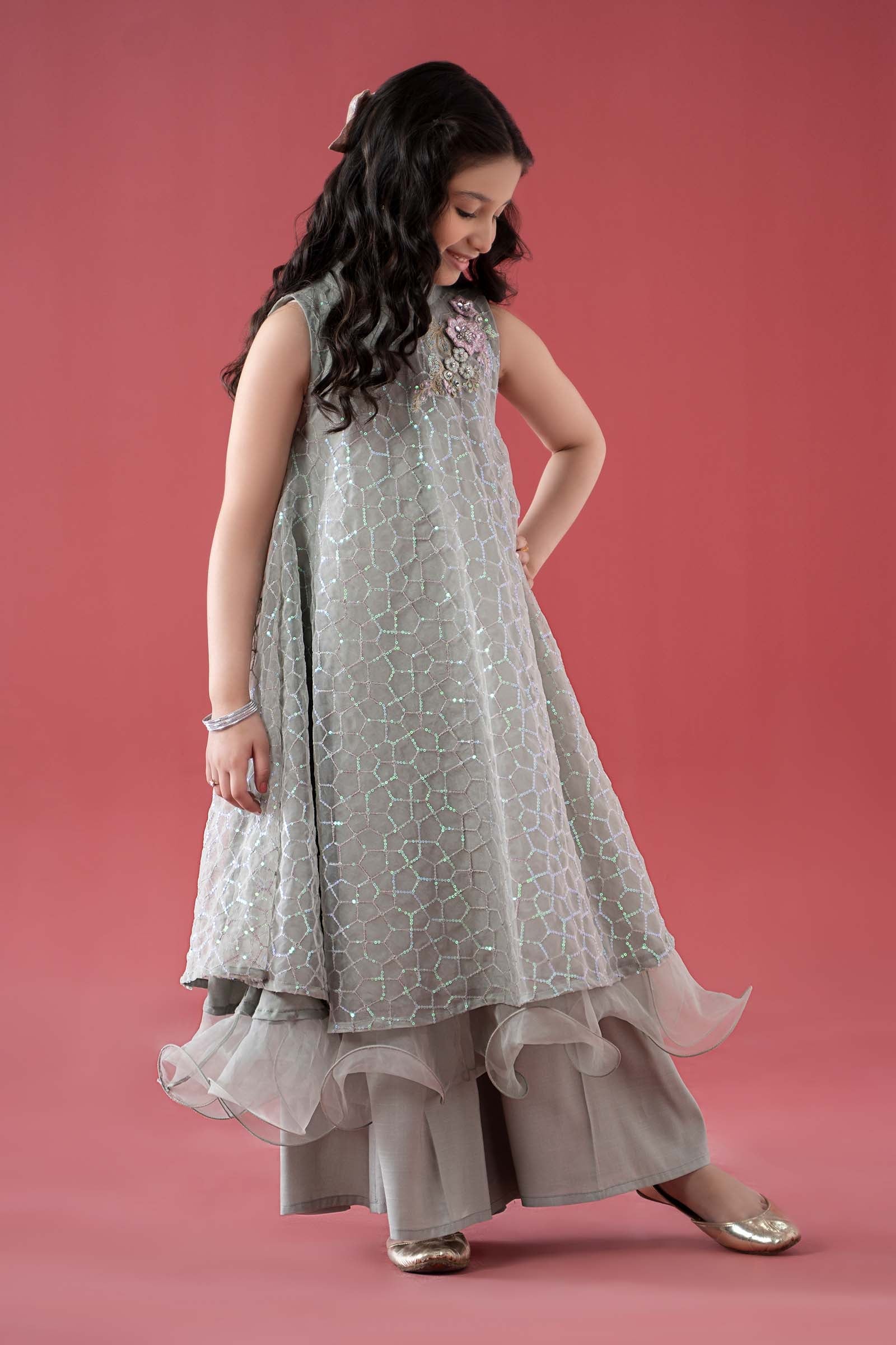 3 Piece Embroidered Poly Organza Suit - Image 6