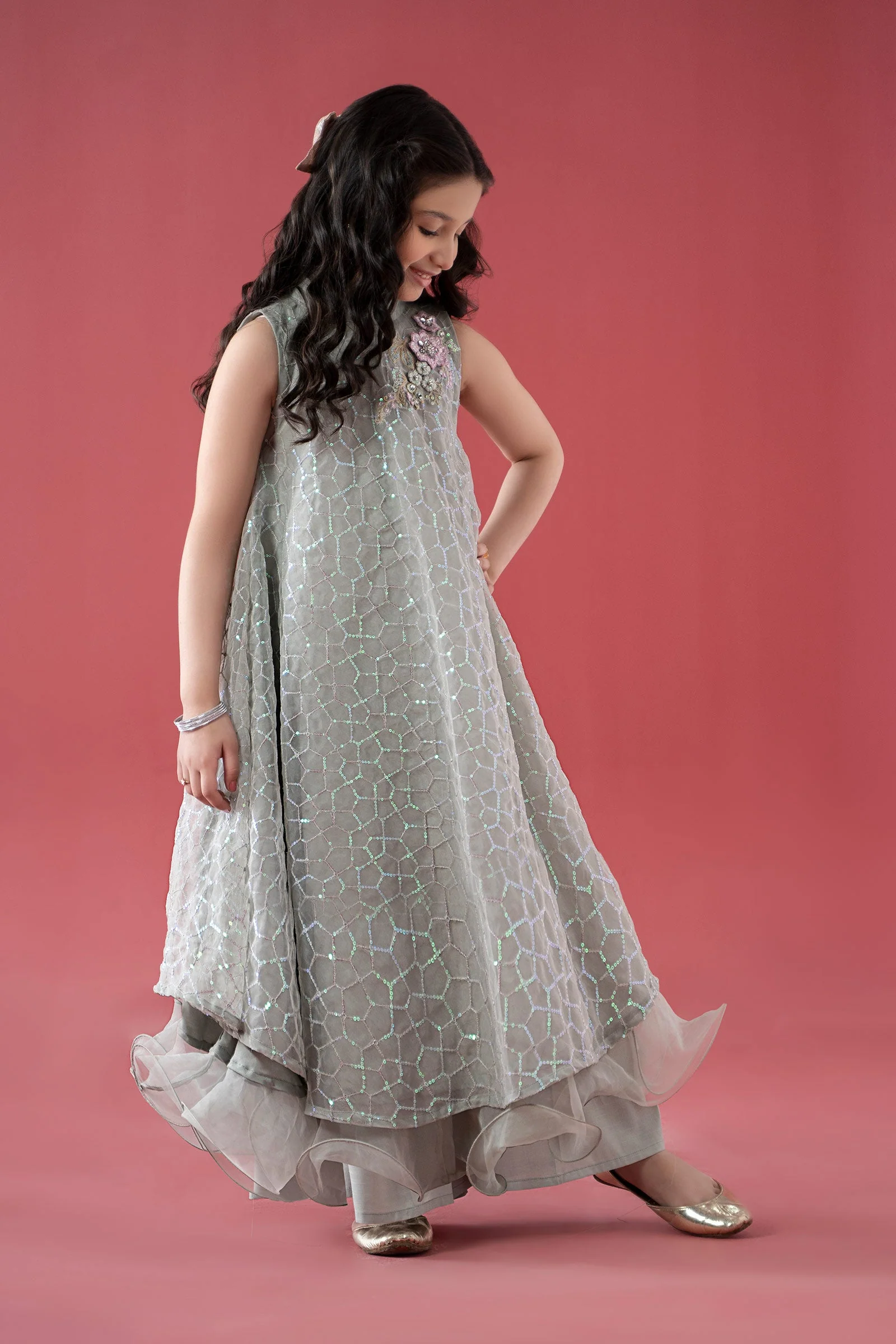 3 Piece Embroidered Poly Organza Suit - Image 7