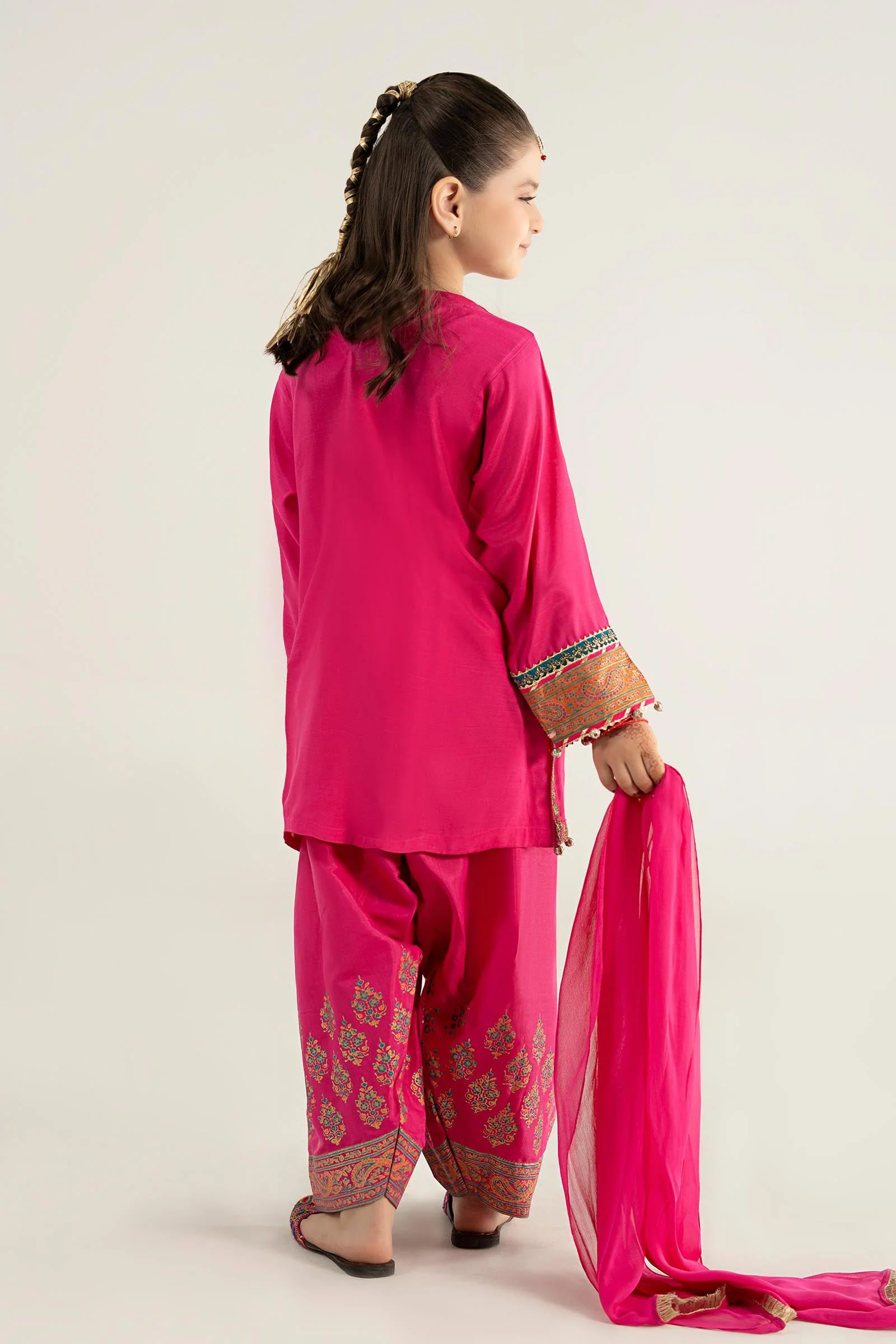 3 Piece Embroidered Raw Silk Suit - Image 7