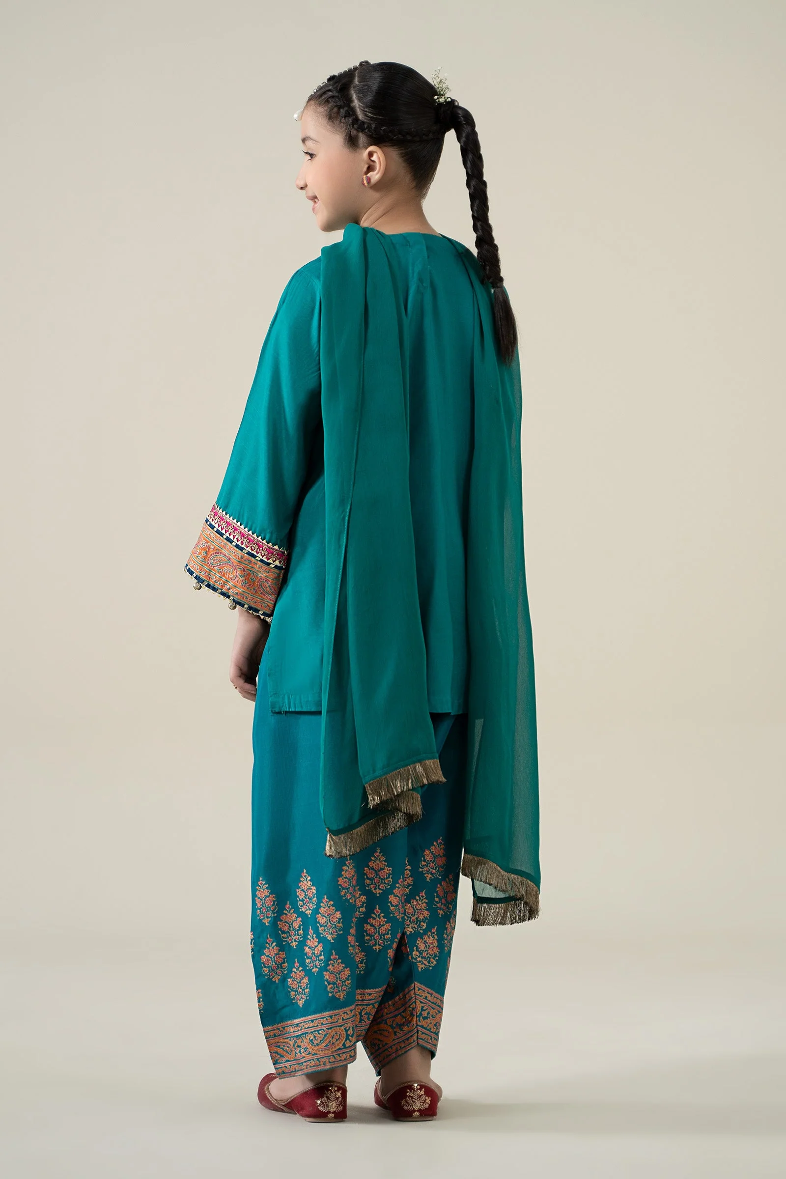 3 Piece Embroidered Raw Silk Suit - Image 6
