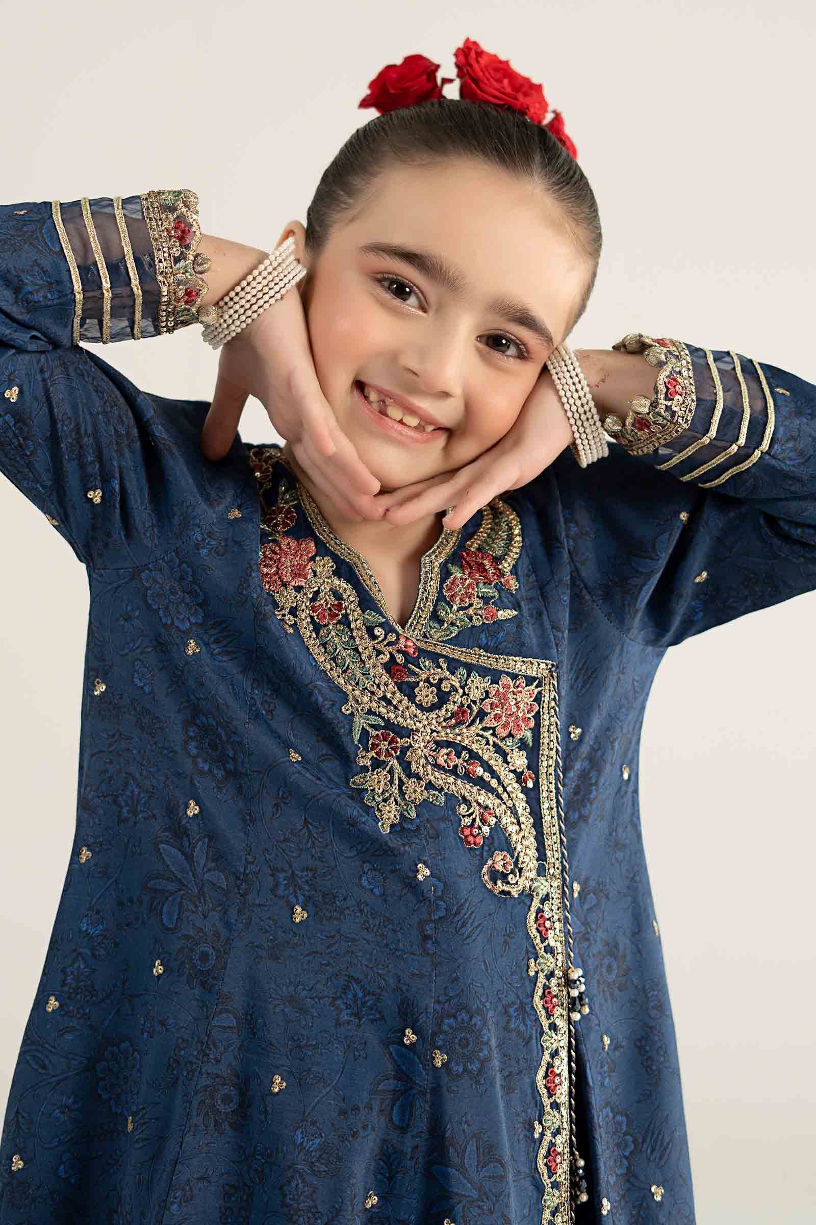 3 Piece Embroidered Raw Silk Suit - Image 2