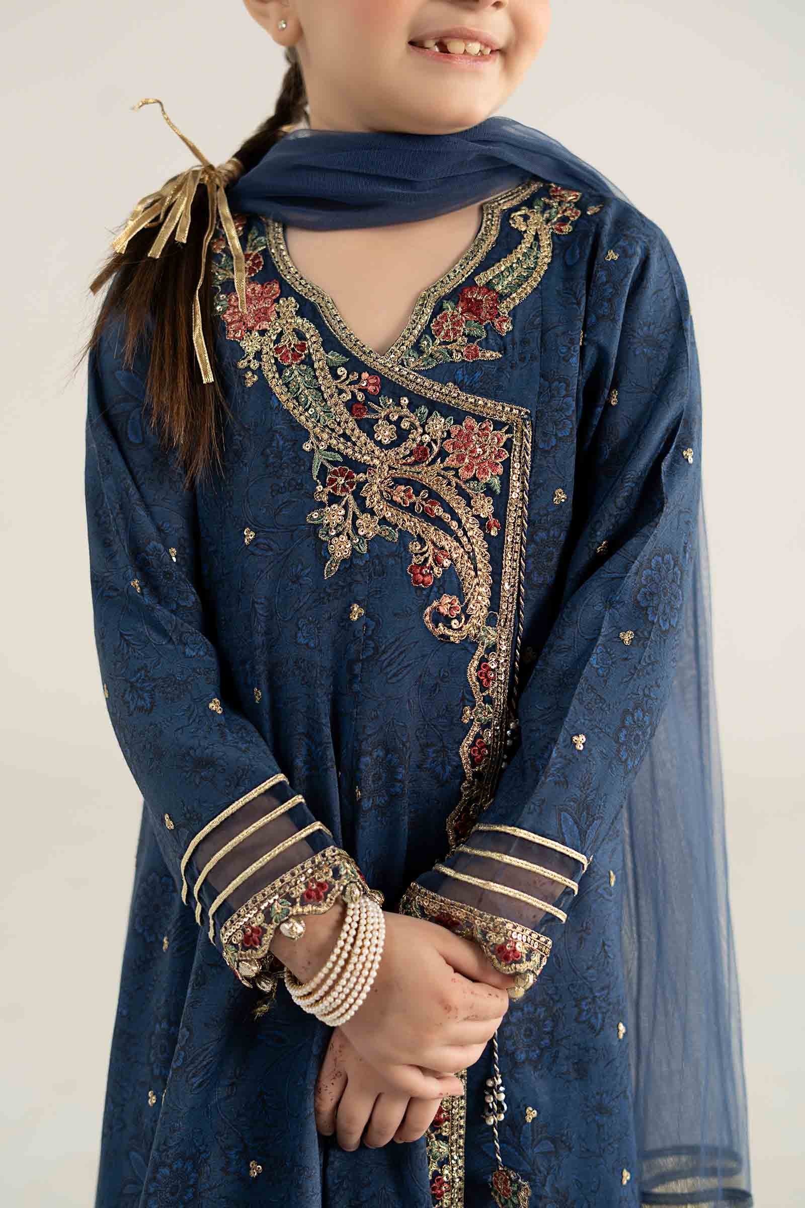 3 Piece Embroidered Raw Silk Suit - Image 3