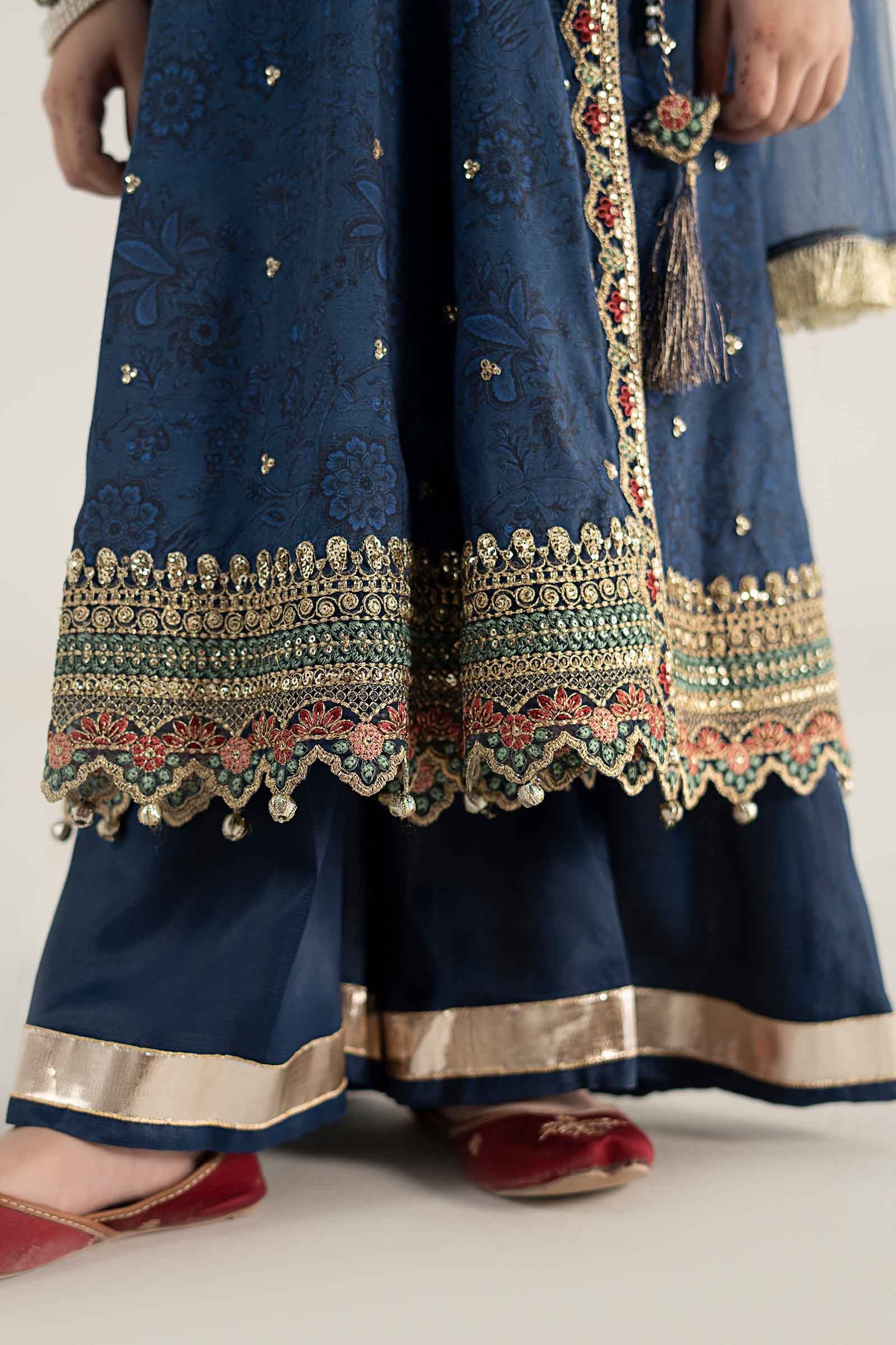 3 Piece Embroidered Raw Silk Suit - Image 4