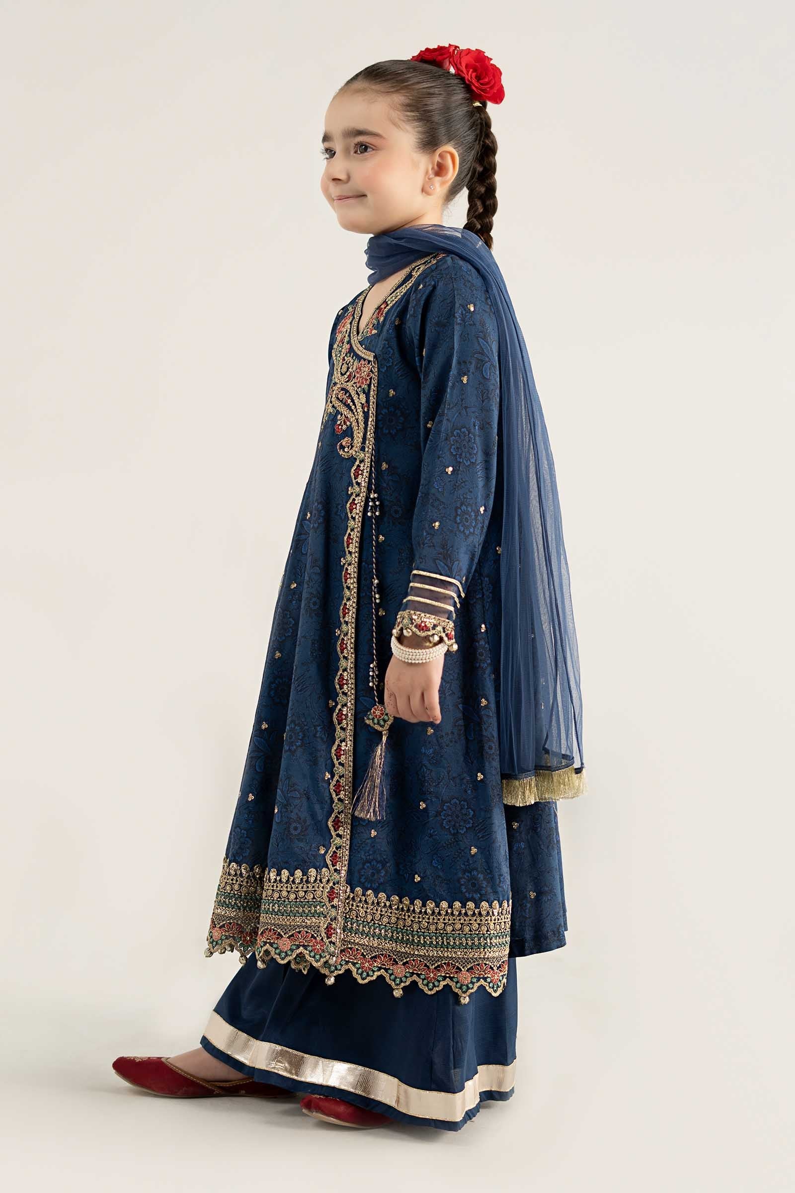 3 Piece Embroidered Raw Silk Suit - Image 5