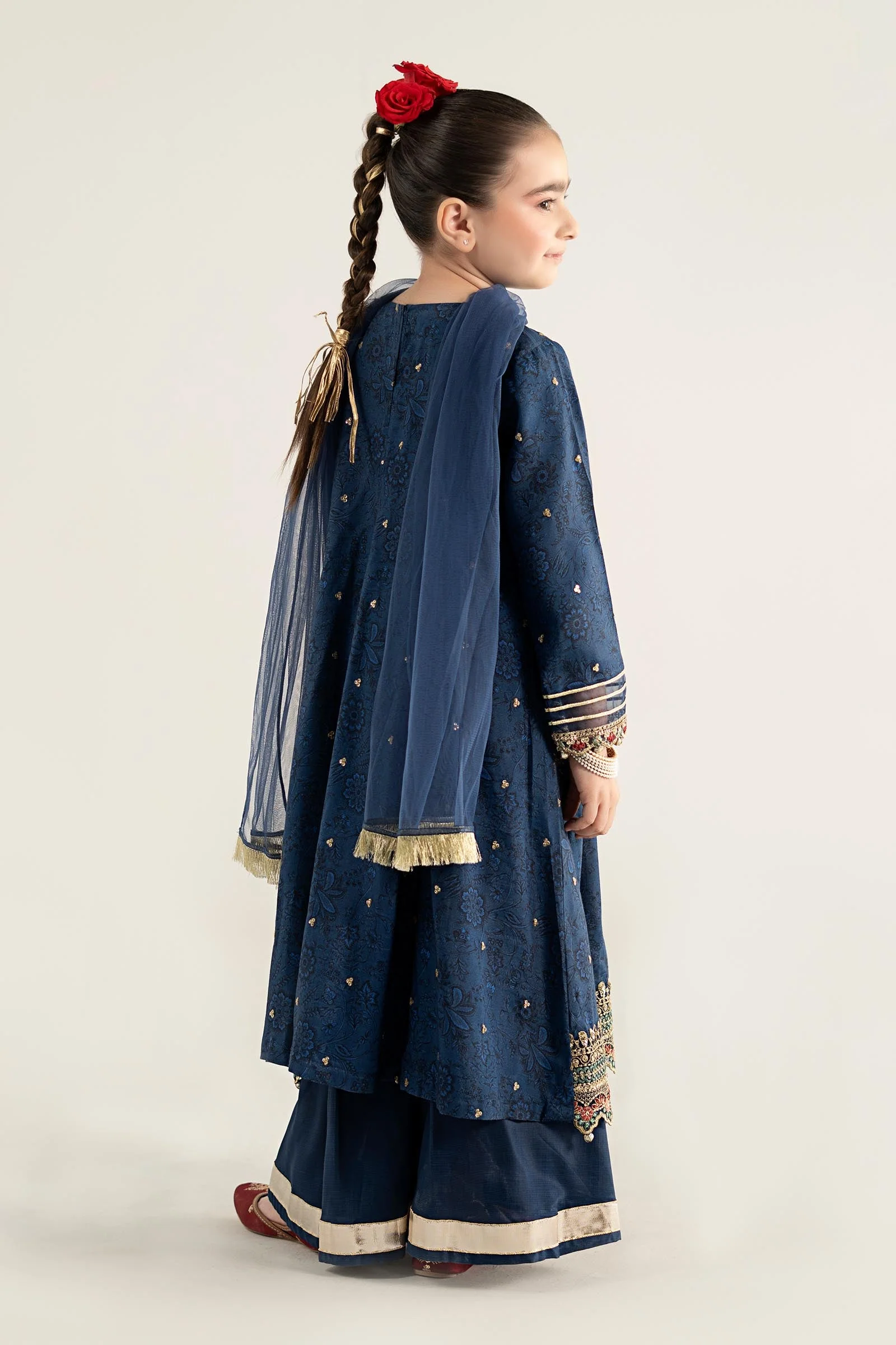 3 Piece Embroidered Raw Silk Suit - Image 7