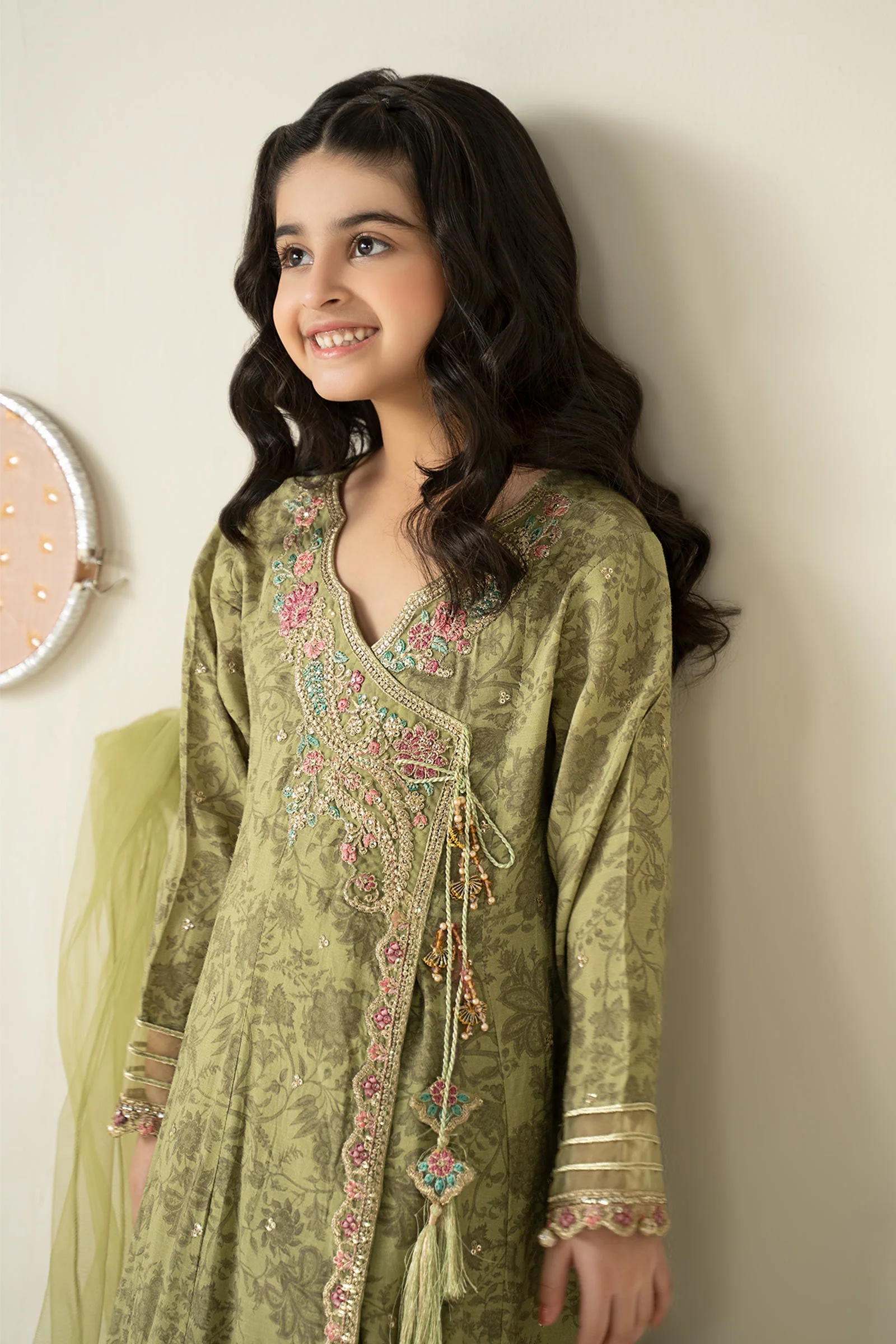 3 Piece Embroidered Raw Silk Suit - Image 2