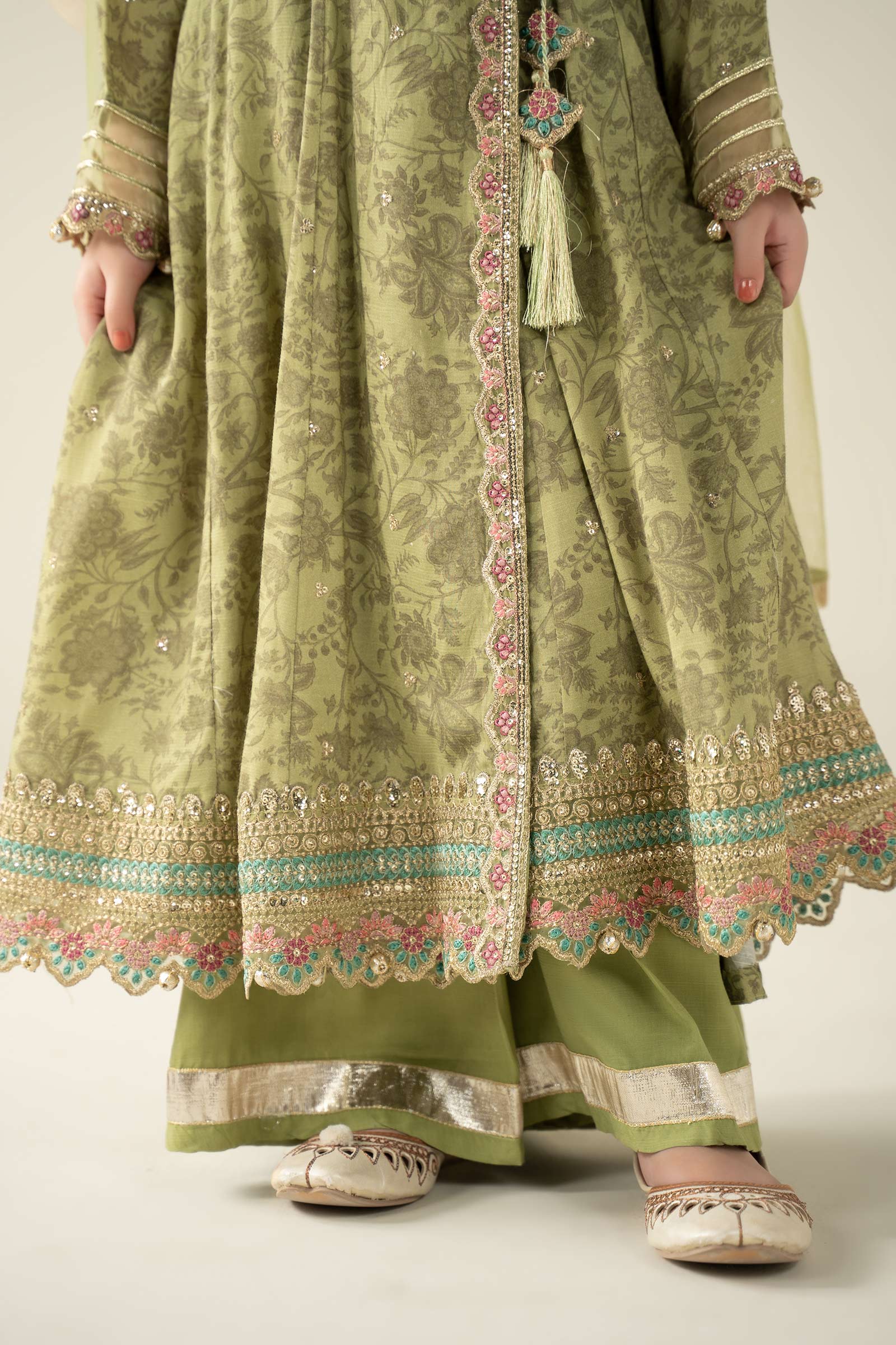 3 Piece Embroidered Raw Silk Suit - Image 4