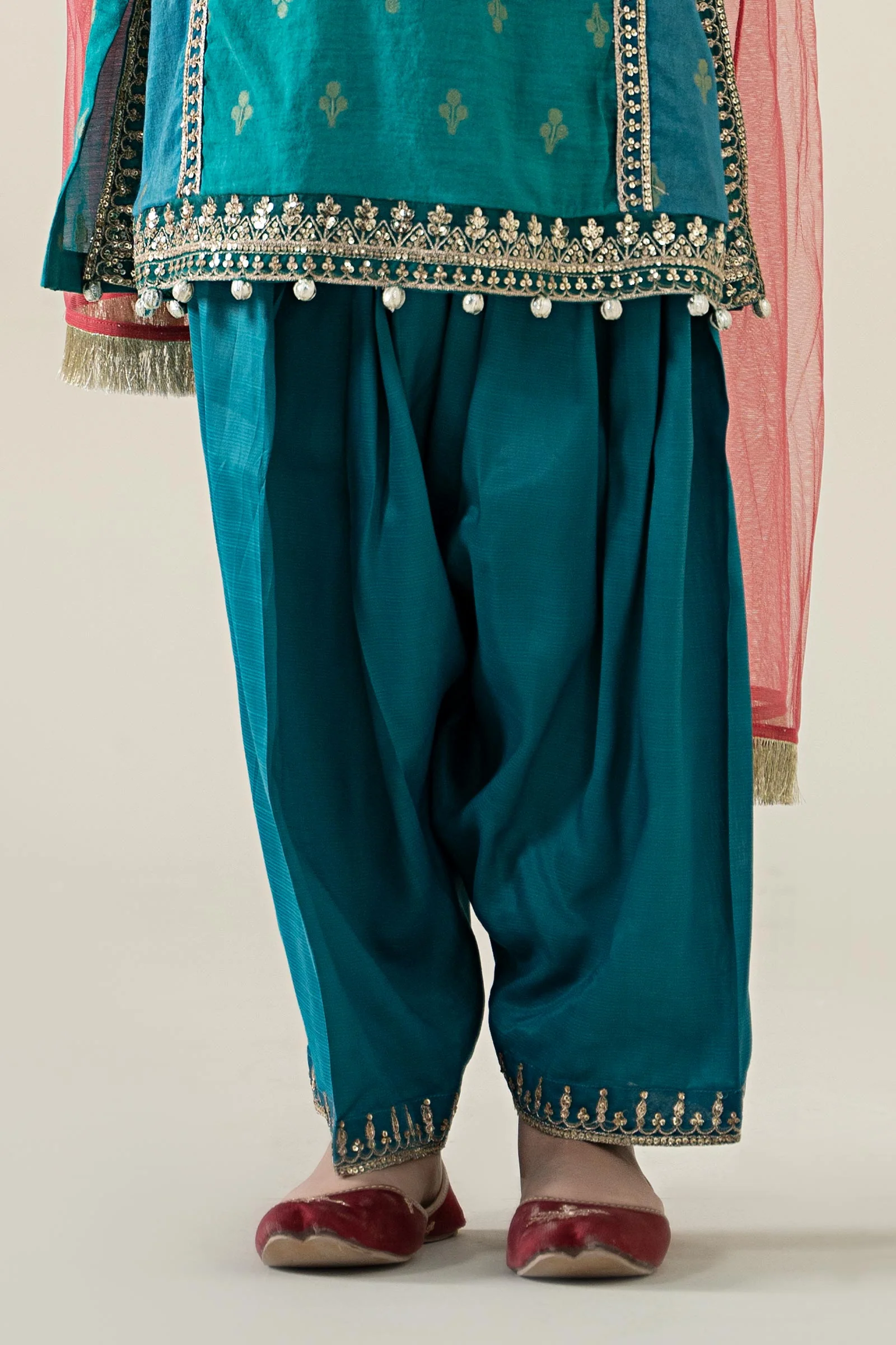 3 Piece Embroidered Paper Cotton Jacquard Suit - Image 4