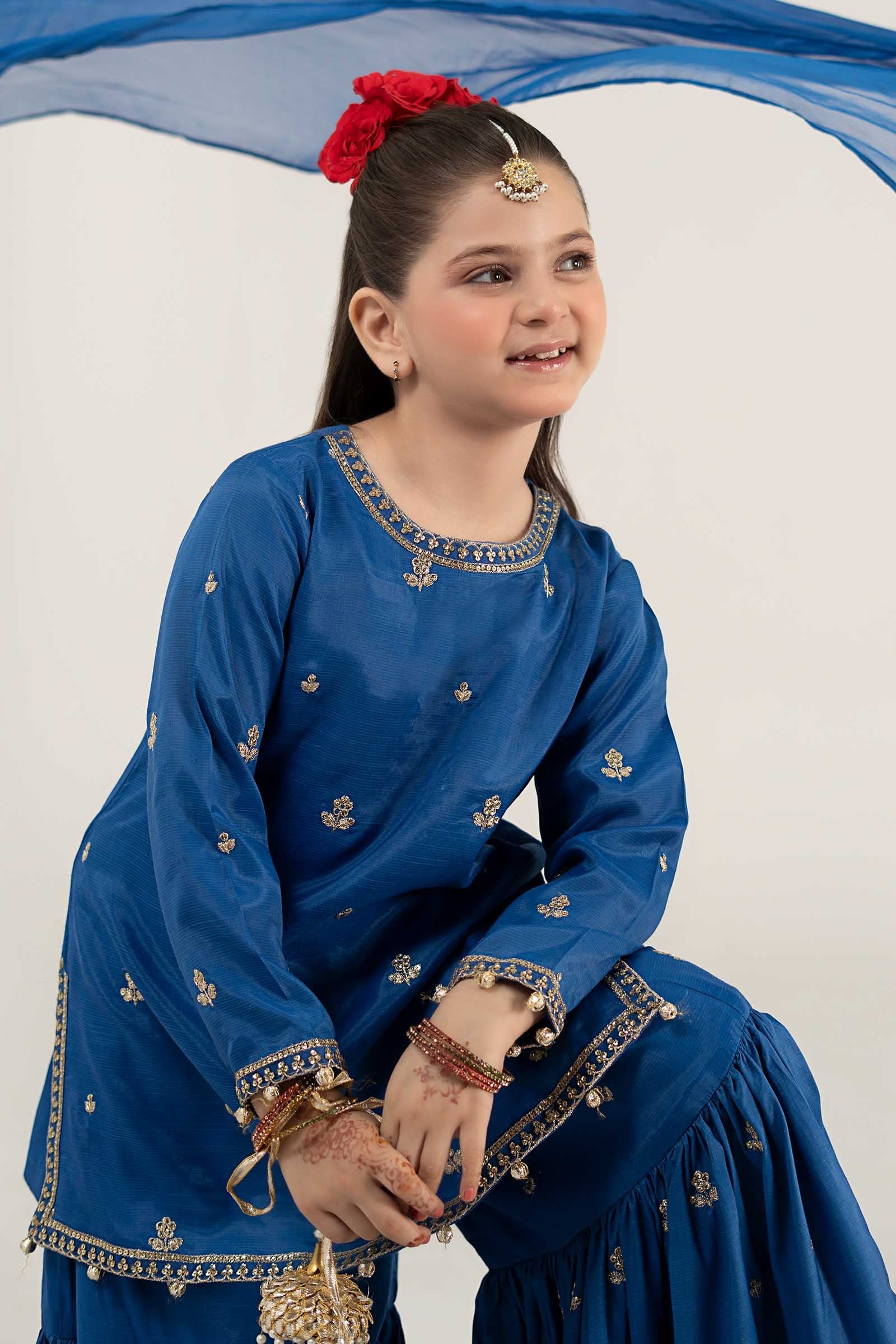 3 Piece Embroidered Raw Silk Suit - Image 2