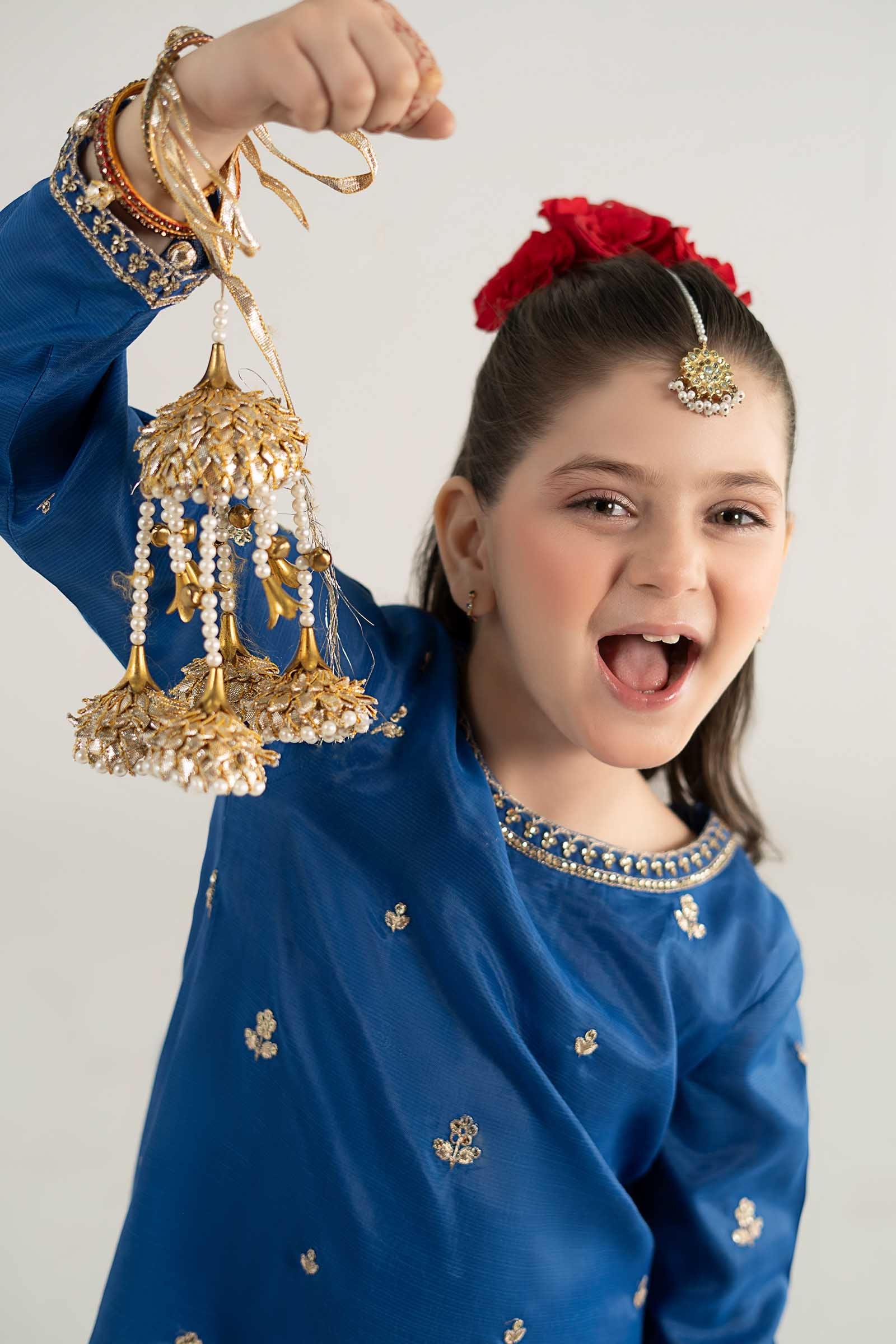 3 Piece Embroidered Raw Silk Suit - Image 3