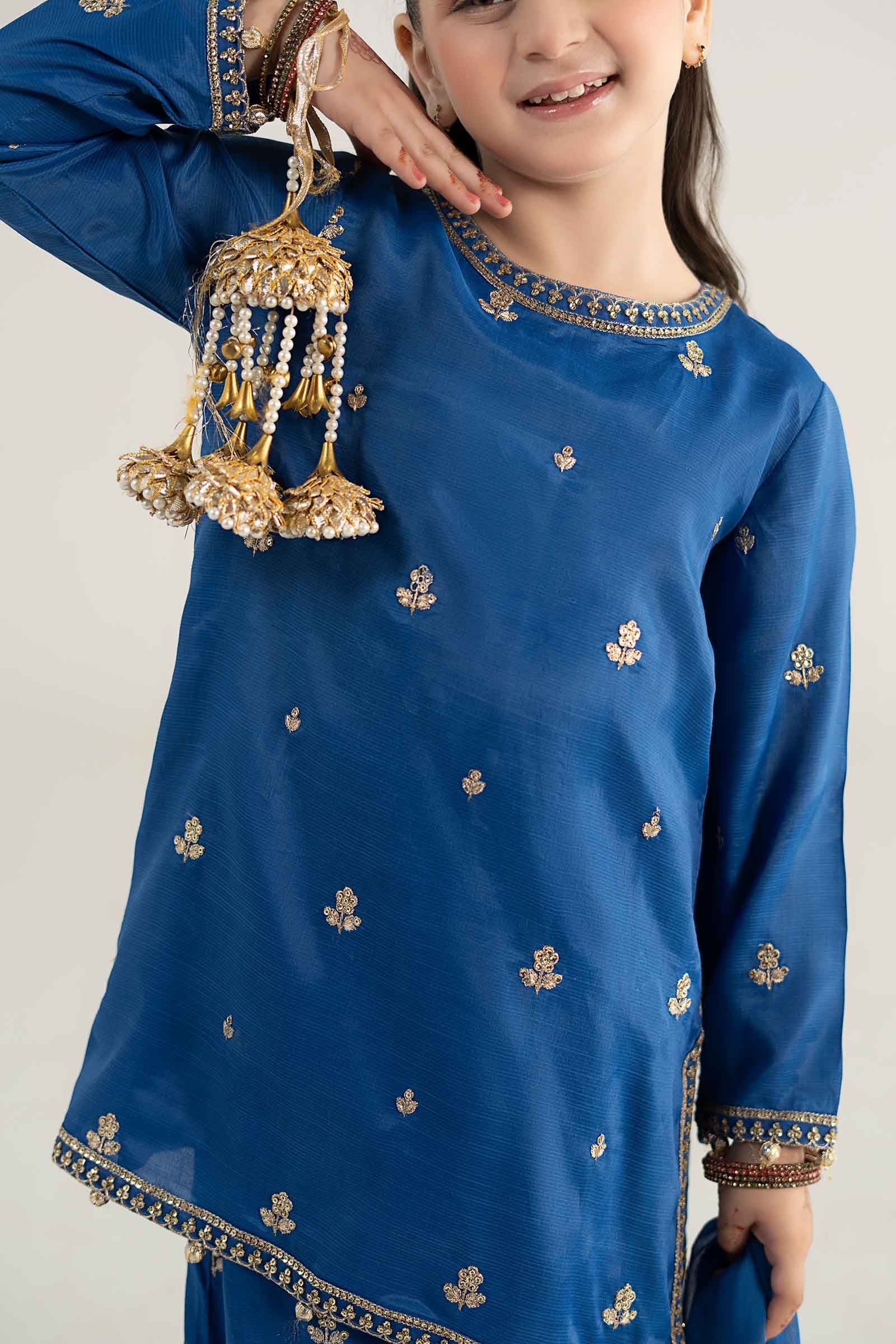 3 Piece Embroidered Raw Silk Suit - Image 5