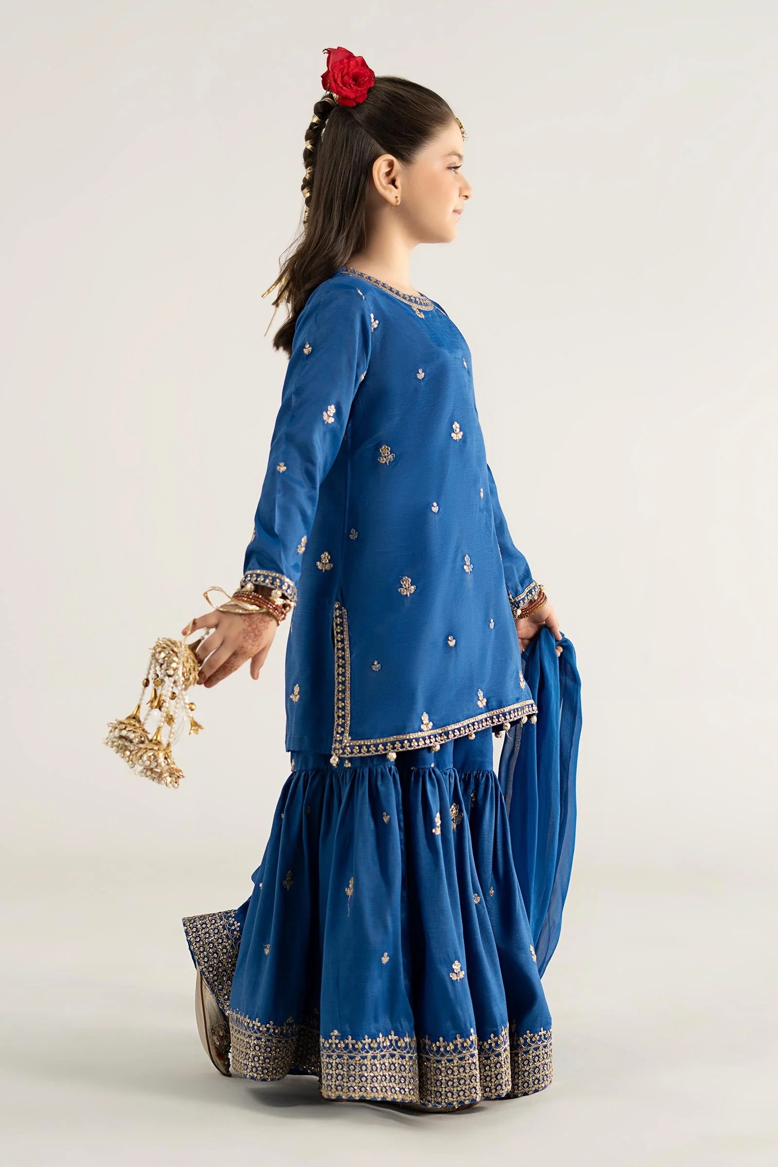 3 Piece Embroidered Raw Silk Suit - Image 7