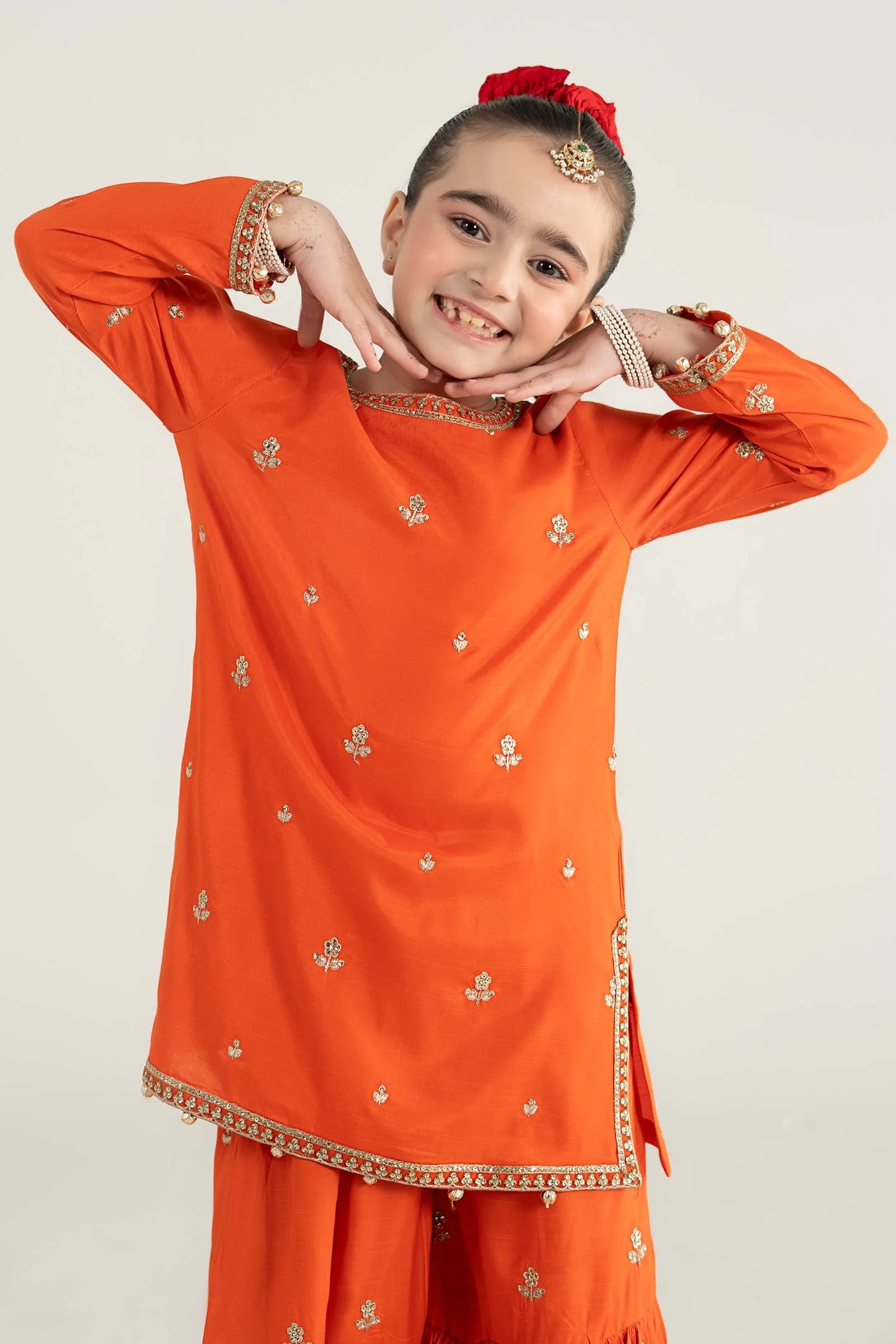 3 Piece Embroidered Raw Silk Suit - Image 2